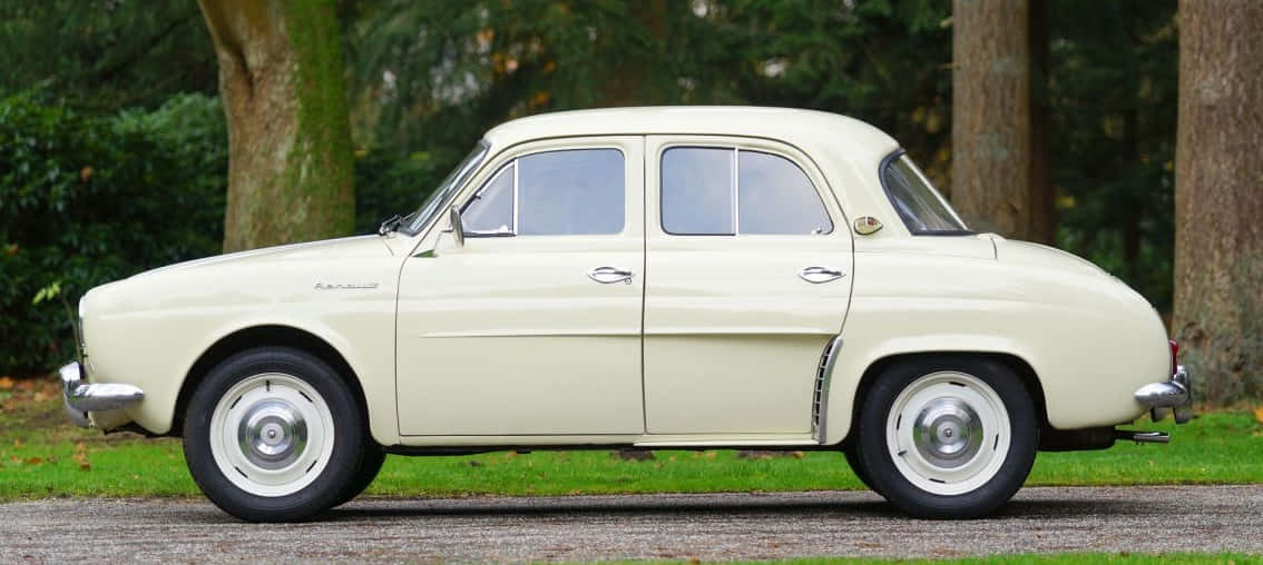 Renault Dauphine, cream-colored, sedan, SD Desktop Wallpaper