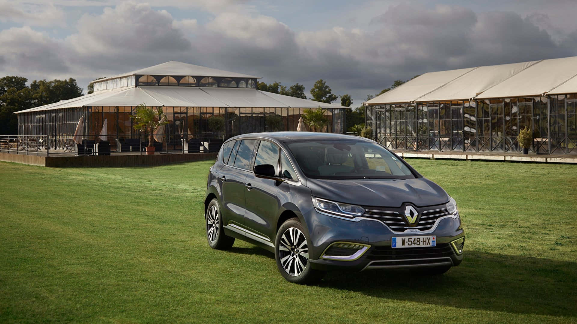 Renault Espace, gray, vibrant green grass, Full HD Desktop Wallpaper