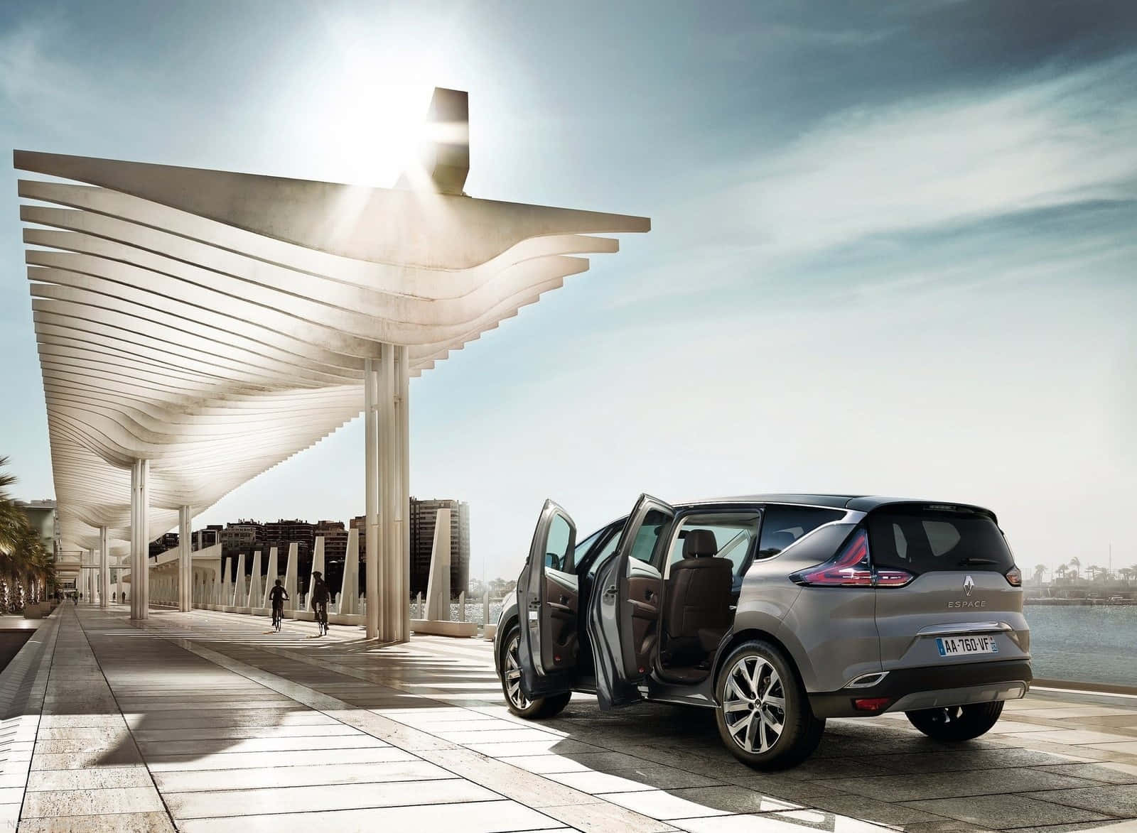 Renault Espace, silver, open doors, HD Desktop Wallpaper