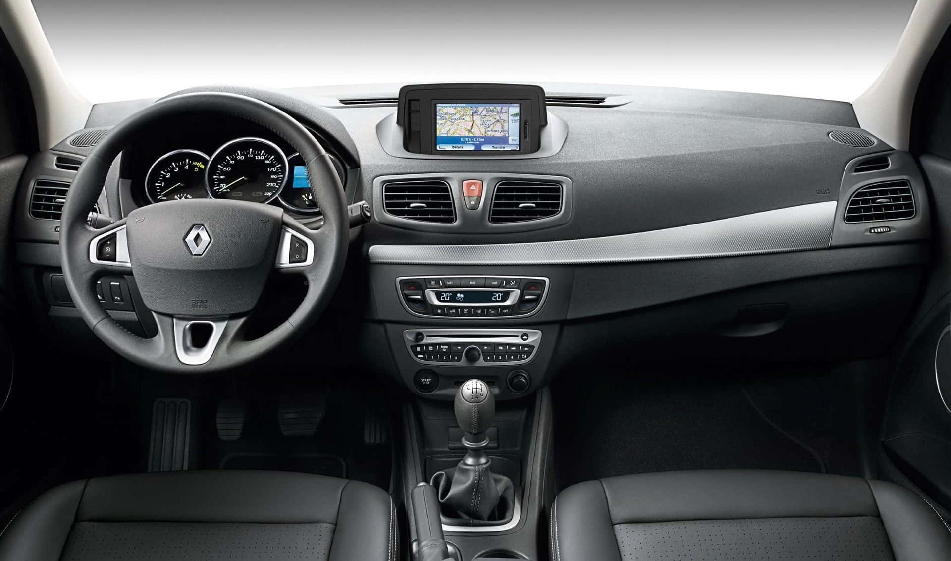 Renault Fluence, black leather seats, silver accents, Full HD Desktop Wallpaper