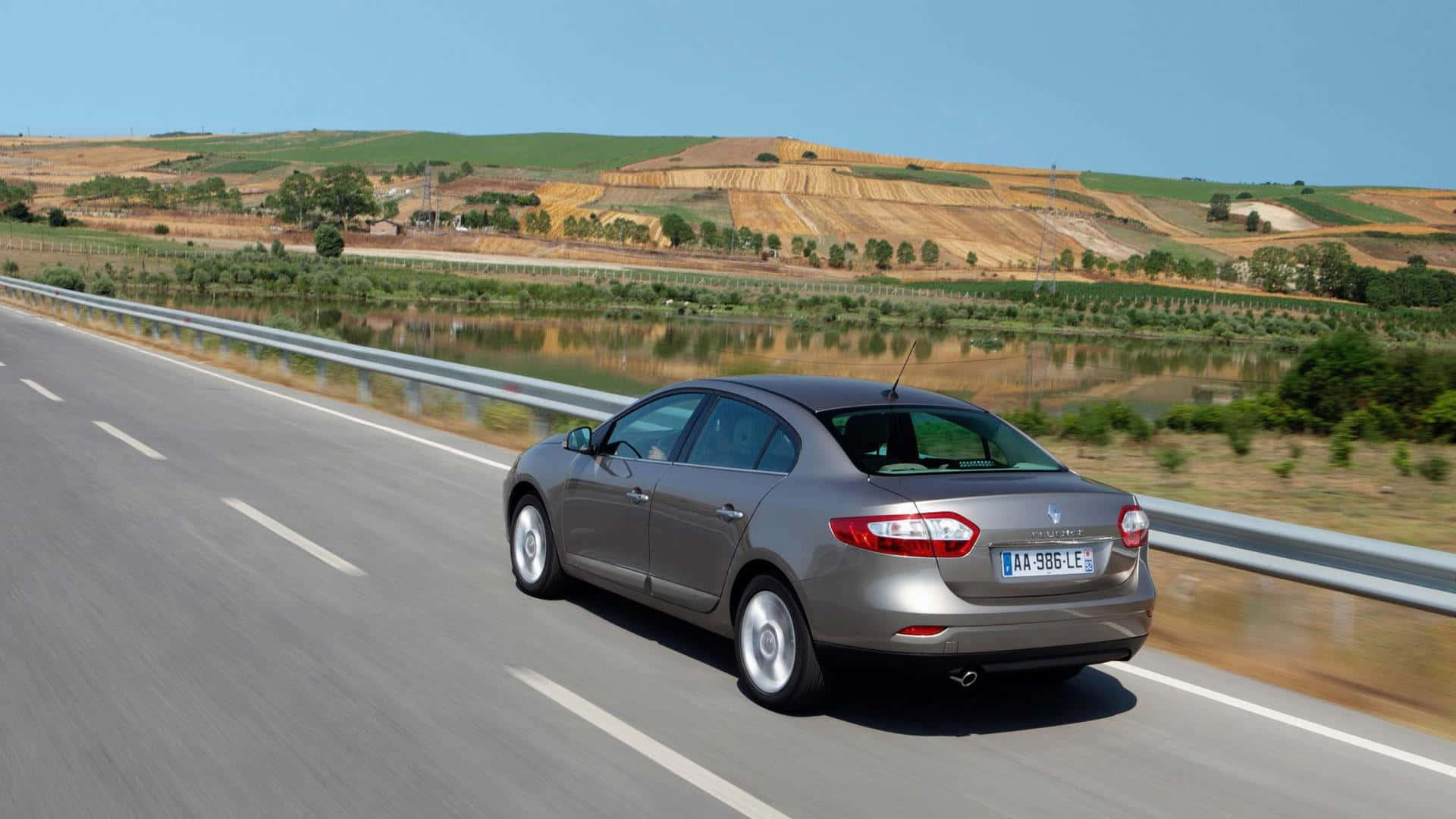 Renault Fluence, silver, sunlit highway, Full HD Desktop Wallpaper