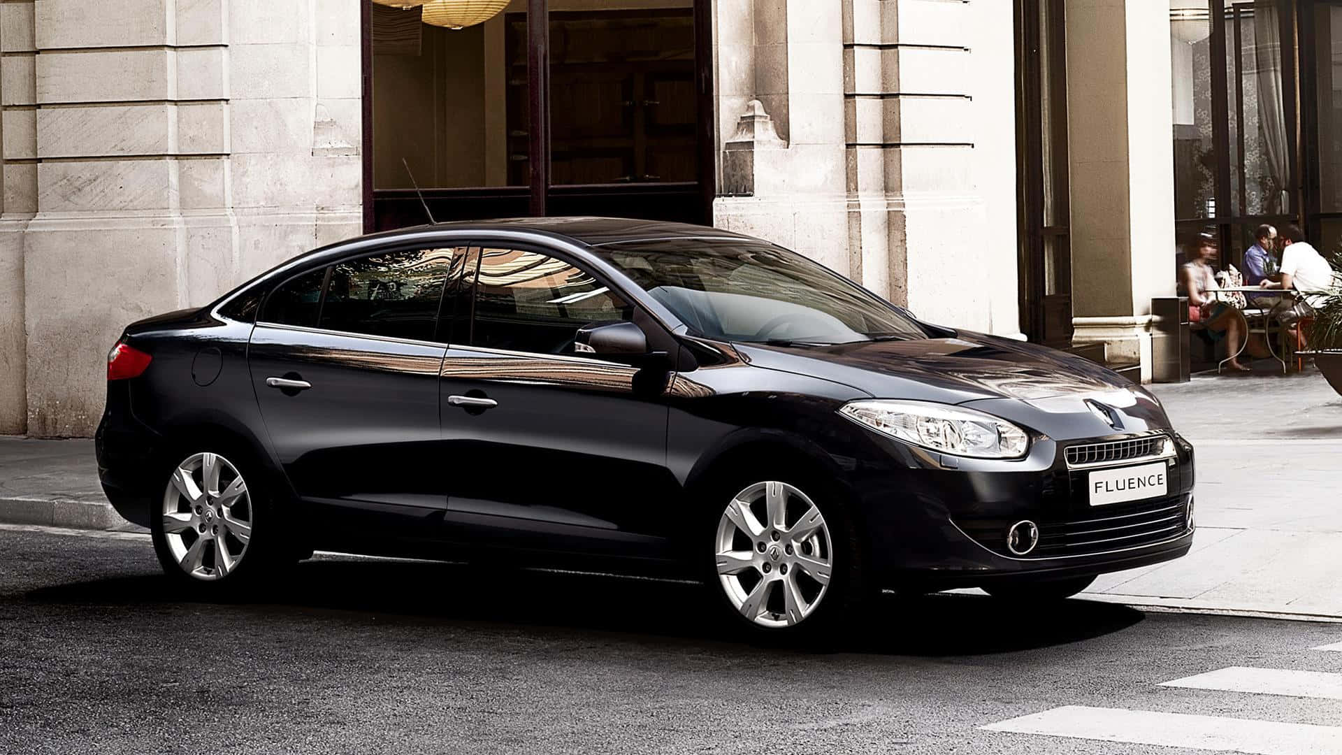 Renault Fluence, black, city street, Full HD Desktop Wallpaper