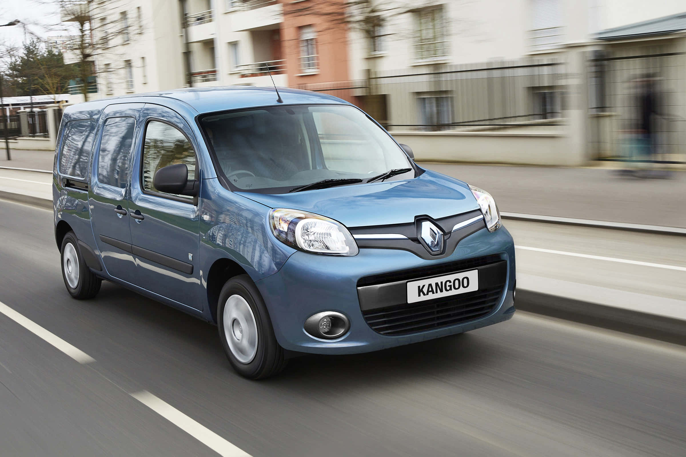 Renault Kangoo, blue, city street, Full HD Desktop Wallpaper