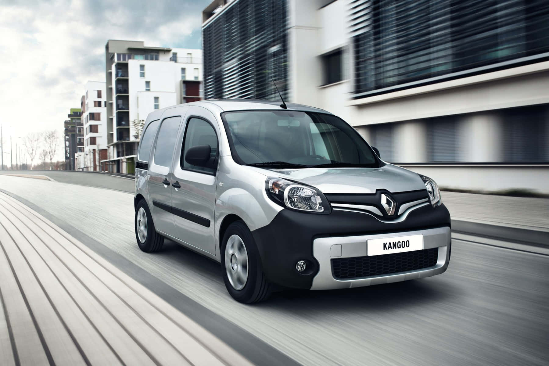 Renault Kangoo, silver, modern urban street, HD Desktop Wallpaper