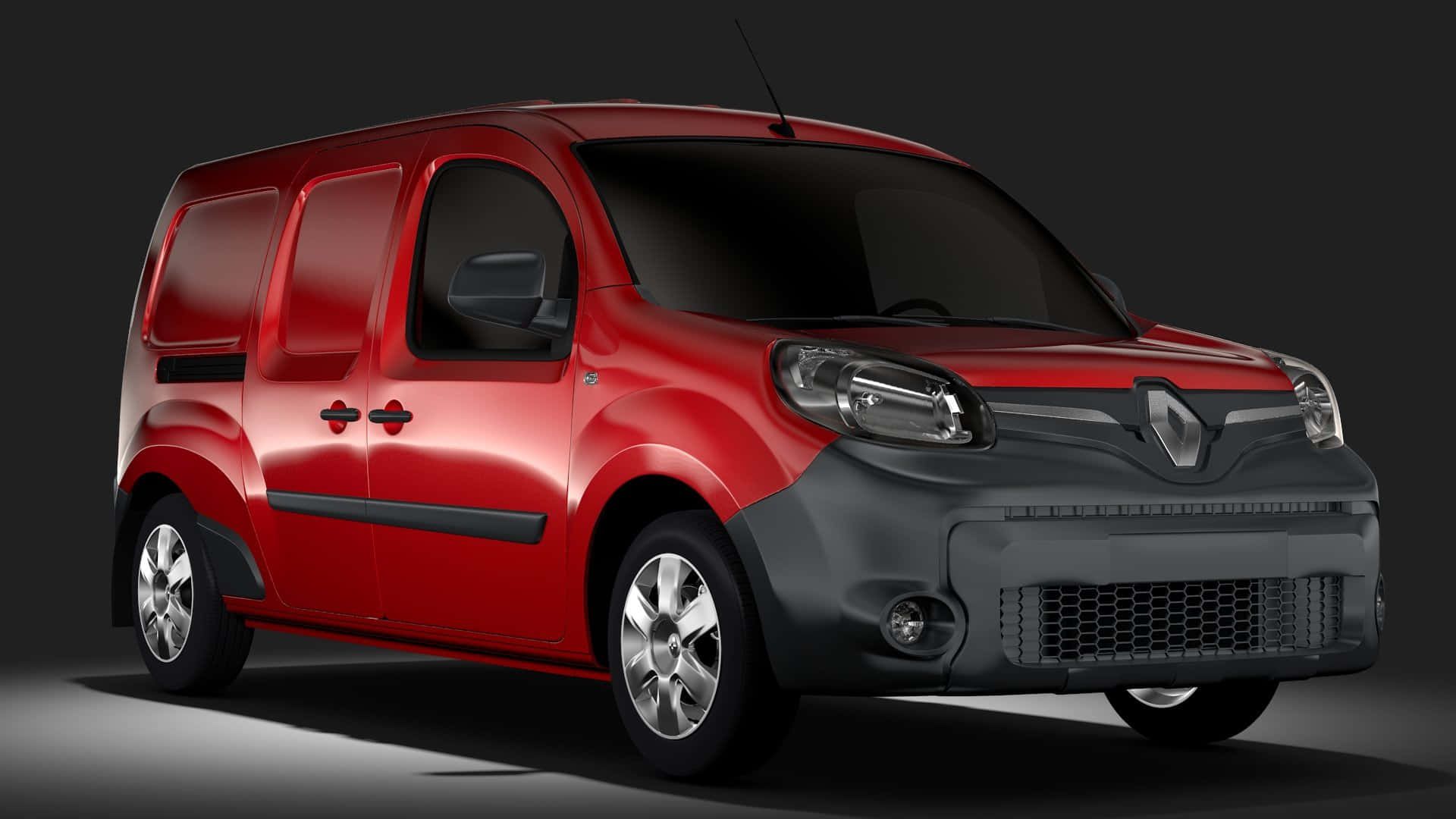 Renault Kangoo, glossy red, black trim, Full HD Desktop Wallpaper