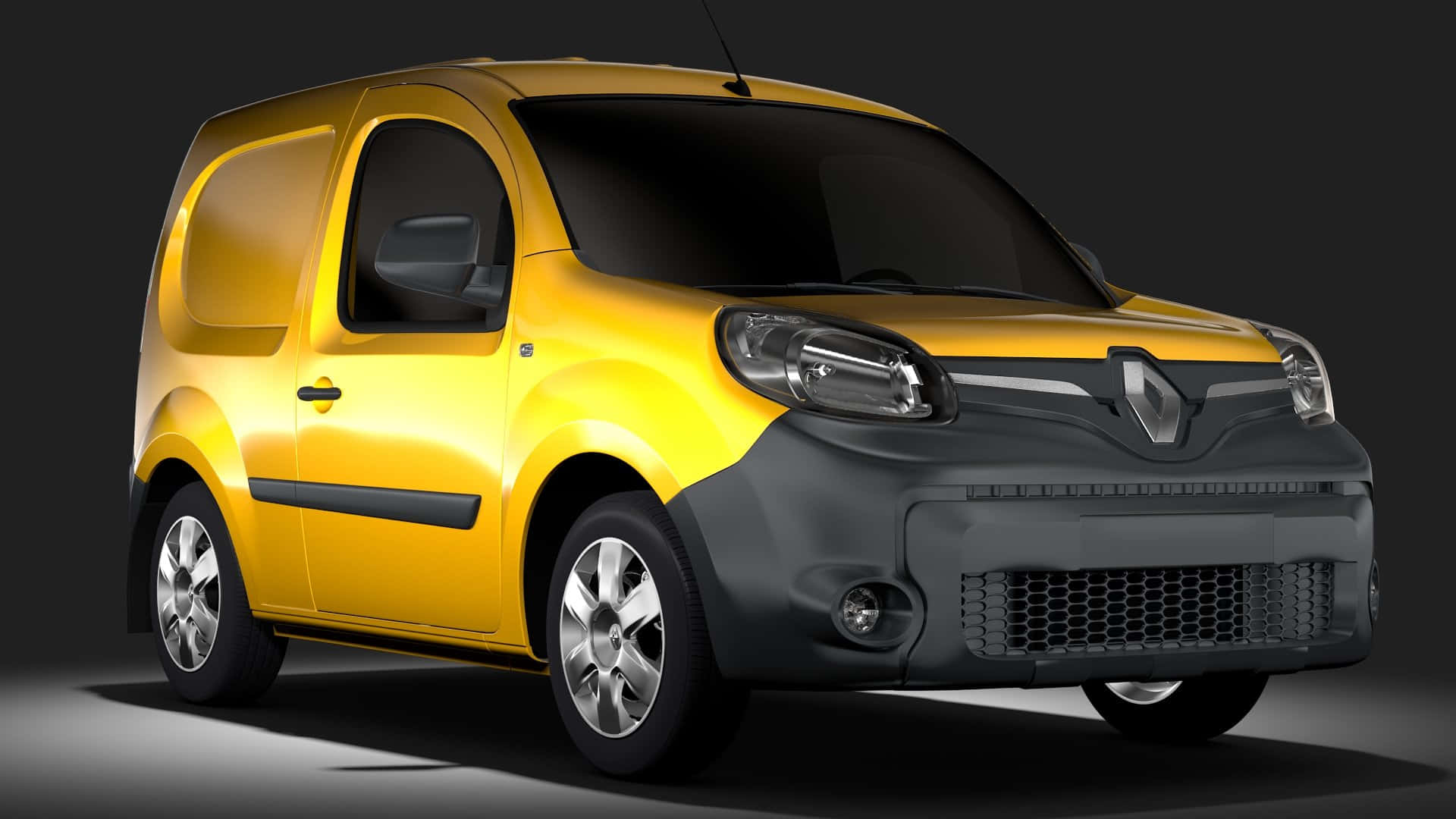 Renault Kangoo, bright yellow, black accents, Full HD Desktop Wallpaper