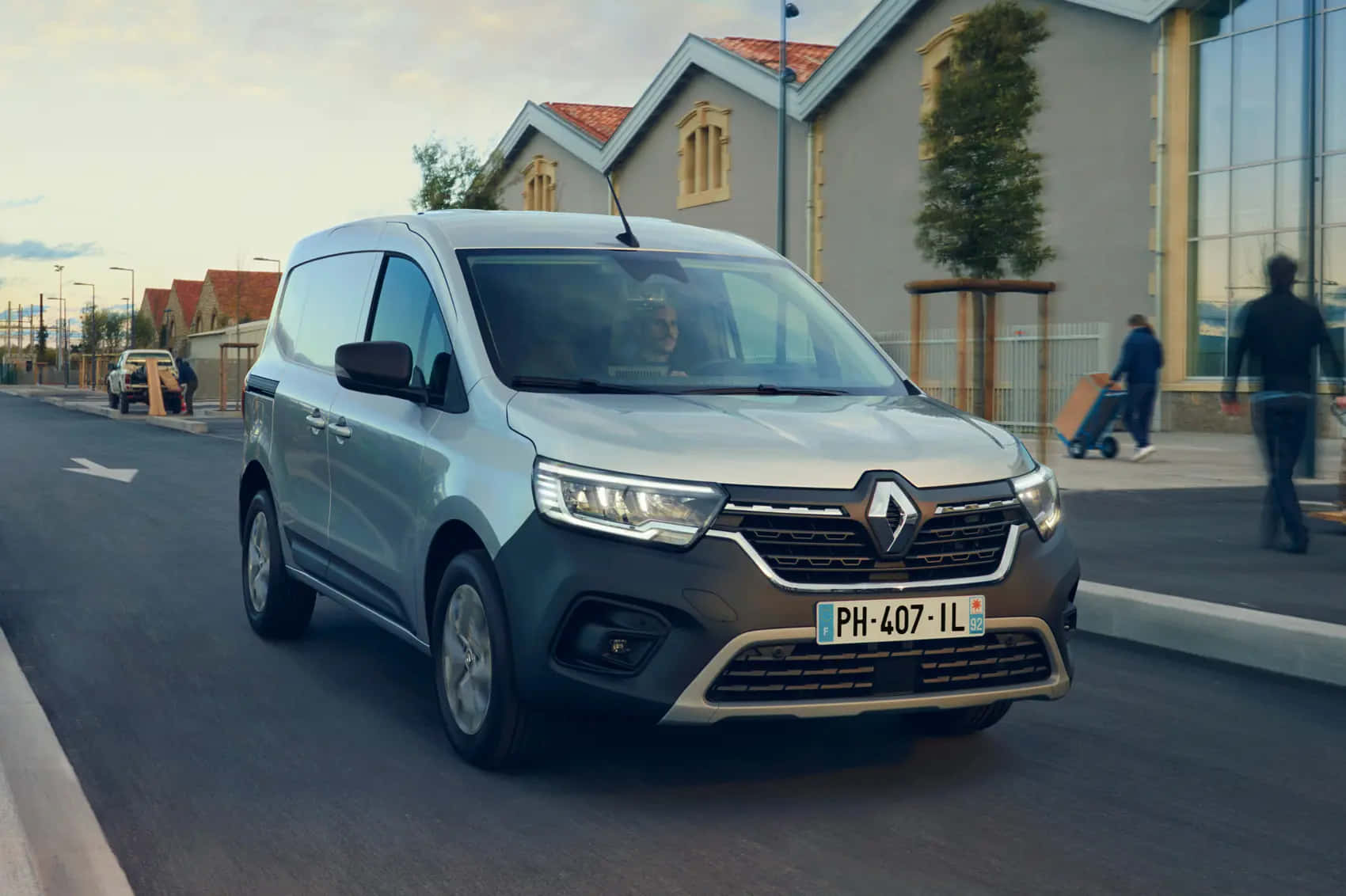 Renault Kangoo, silver, suburban street, HD Desktop Wallpaper