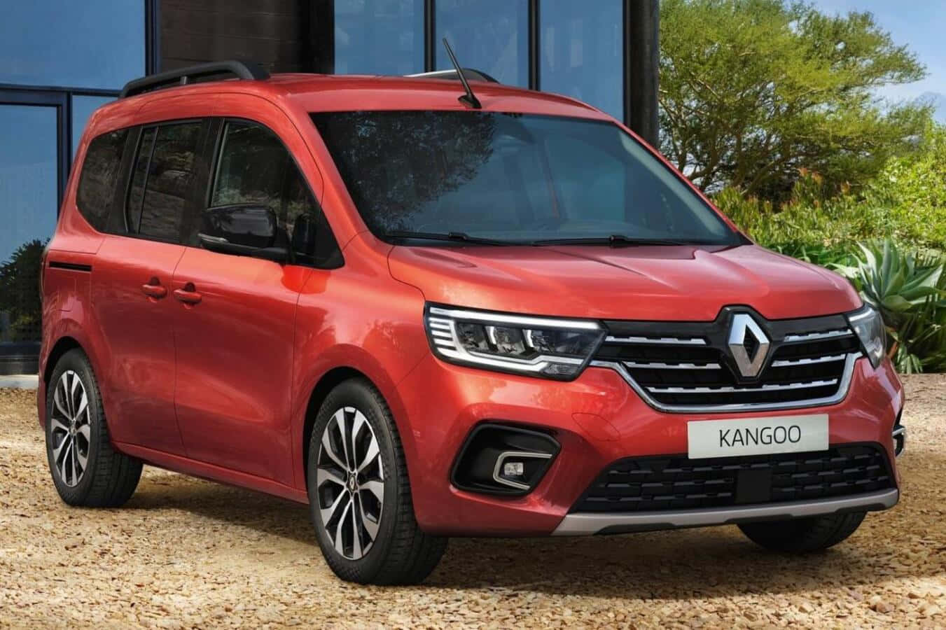 Renault Kangoo, vibrant red, gravel, HD Desktop Wallpaper