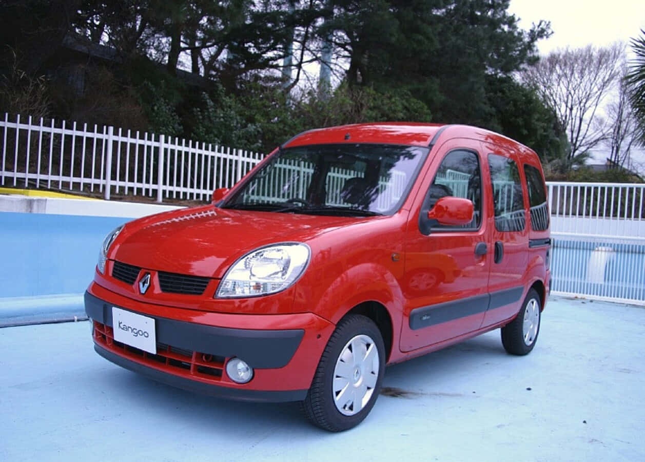 Renault Kangoo, vibrant red, light blue surface, SD Desktop Wallpaper