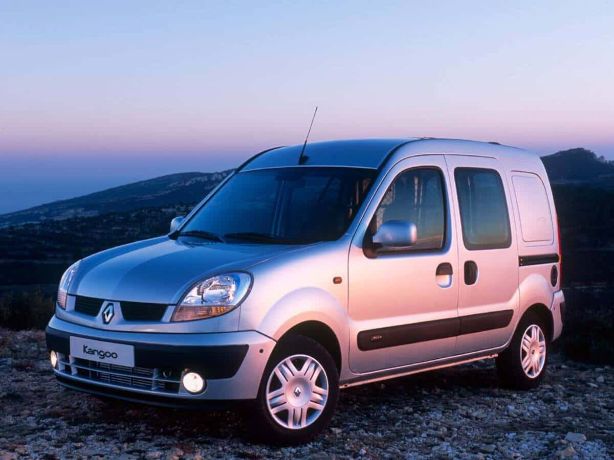 Renault Kangoo, silver, rocky hillside, SD Desktop Wallpaper