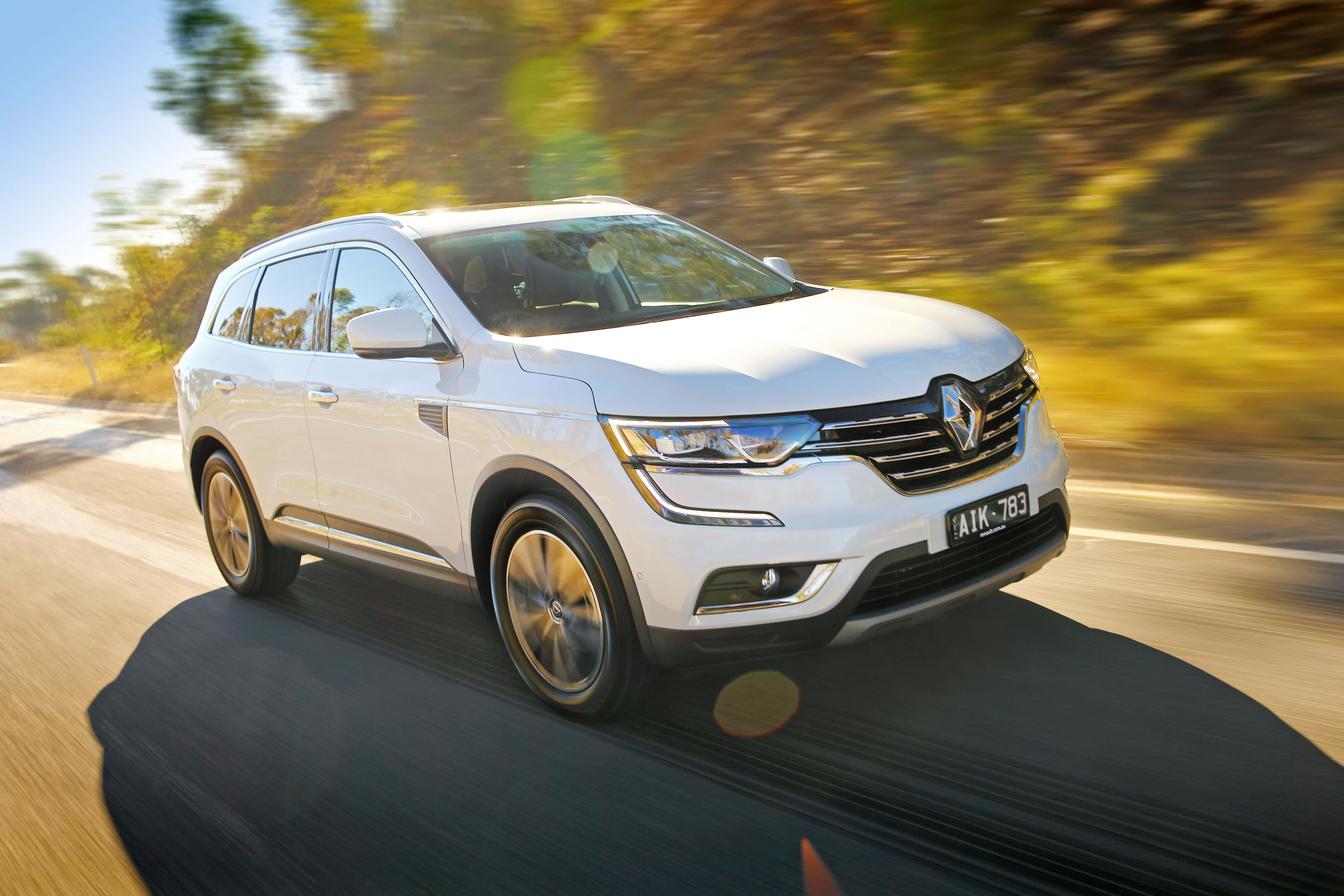 Renault Koleos, white, sunlit road, 5K Desktop Wallpaper