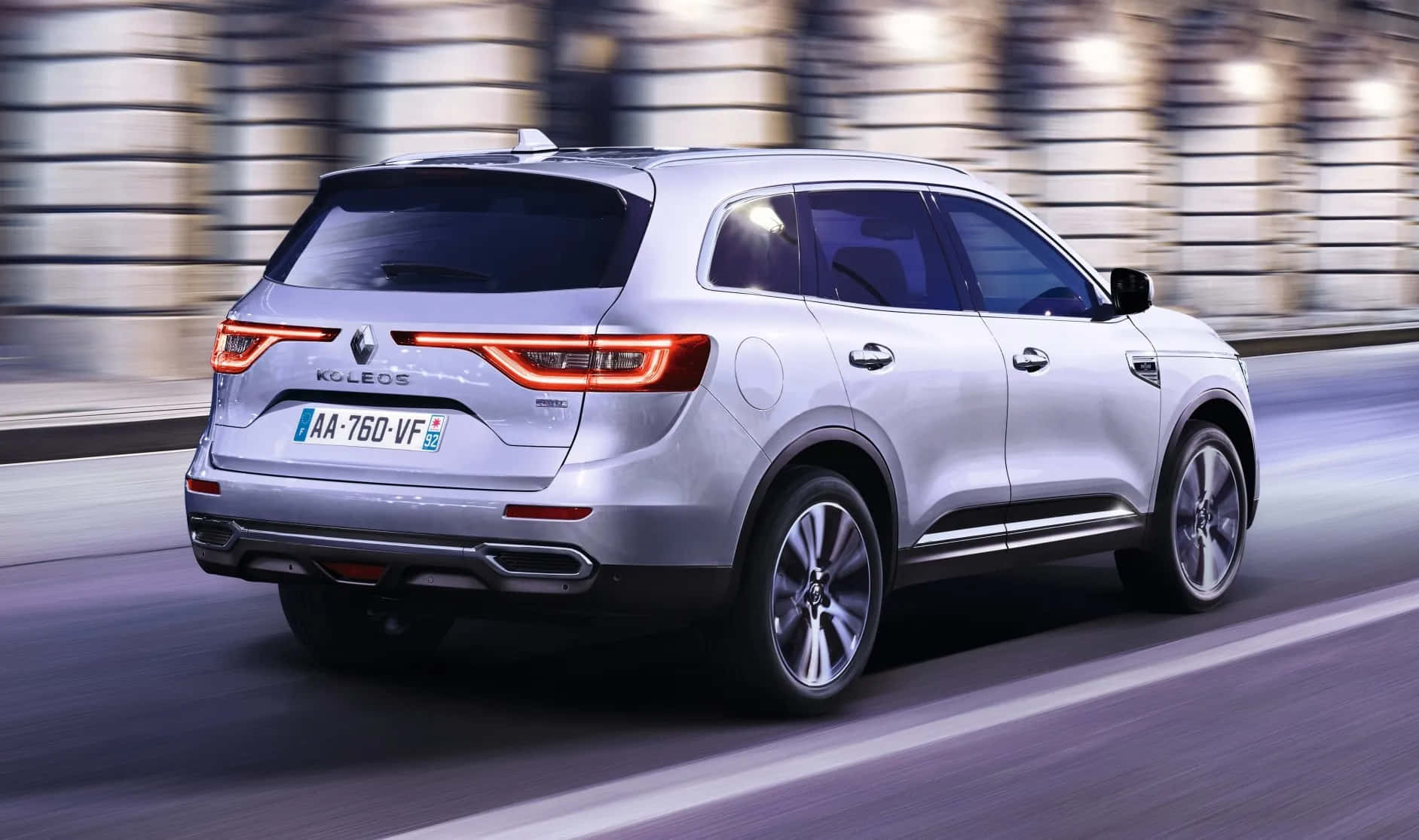 Renault Koleos, silver, urban road, HD Desktop Wallpaper