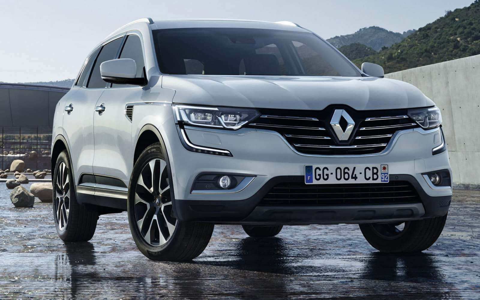 Renault Koleos, silver, wet pavement, HD Desktop Wallpaper