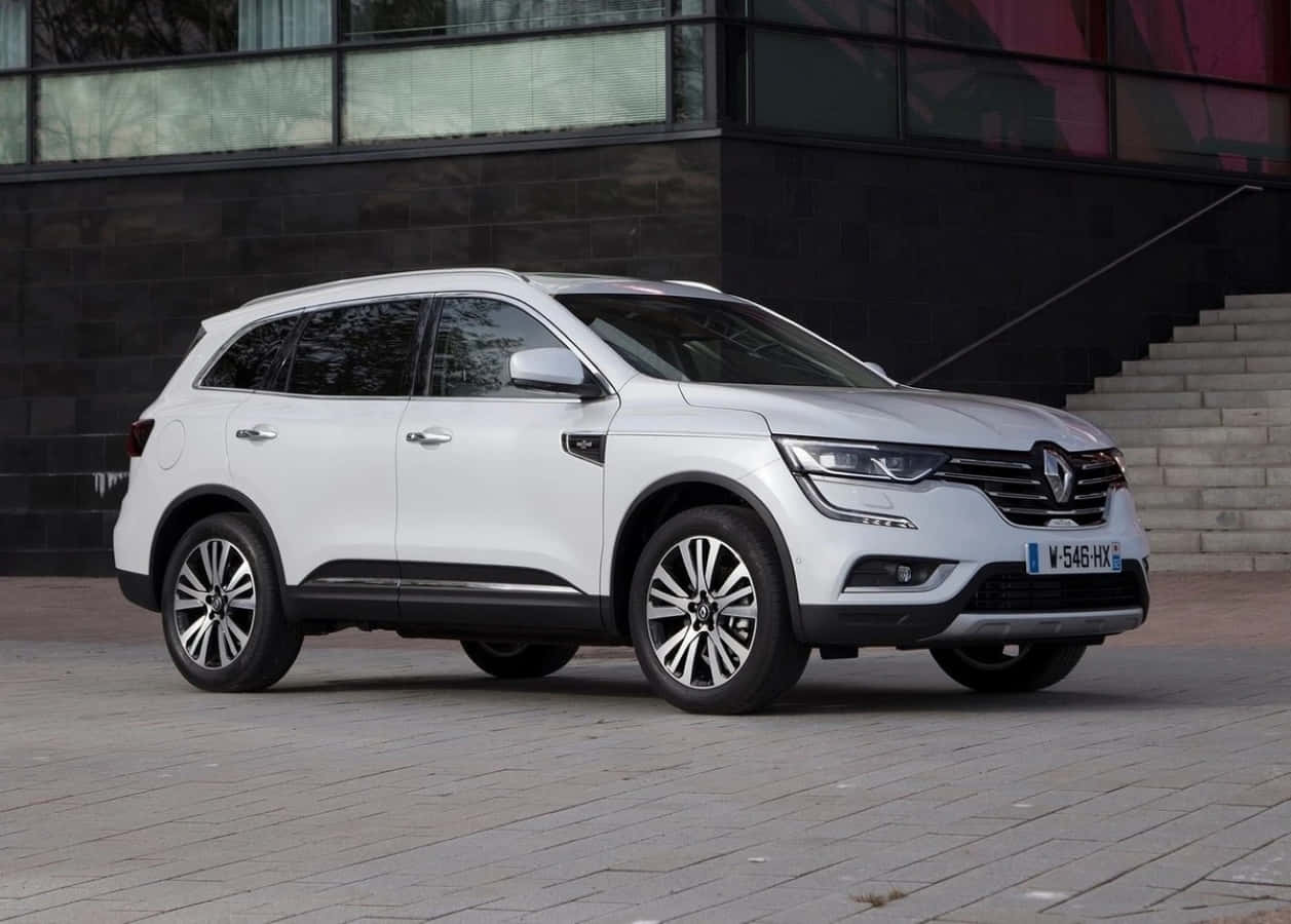Renault Koleos, white, paved plaza, SD Desktop Wallpaper