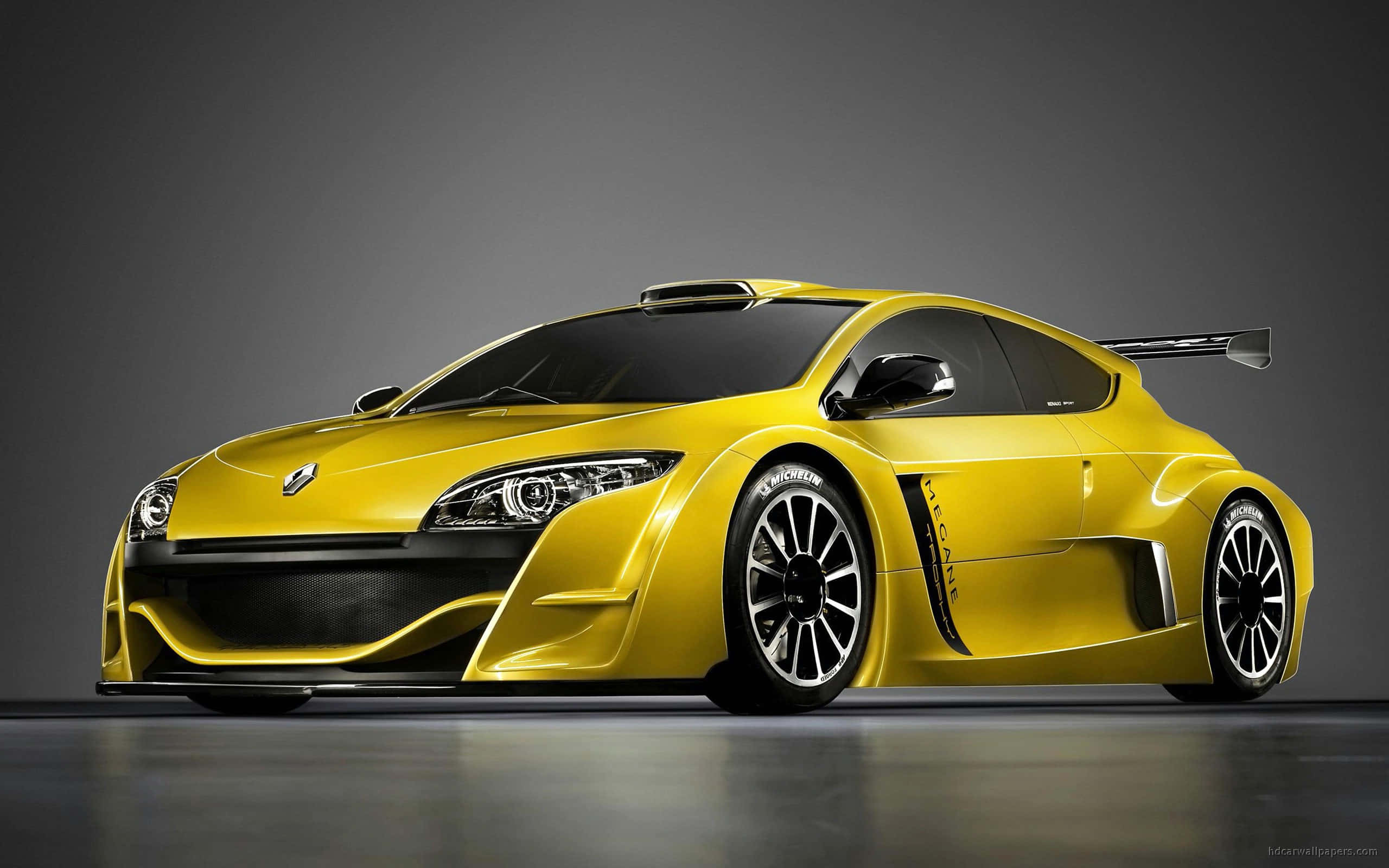Renault Megane, vibrant yellow, black accents, 2K Desktop Wallpaper
