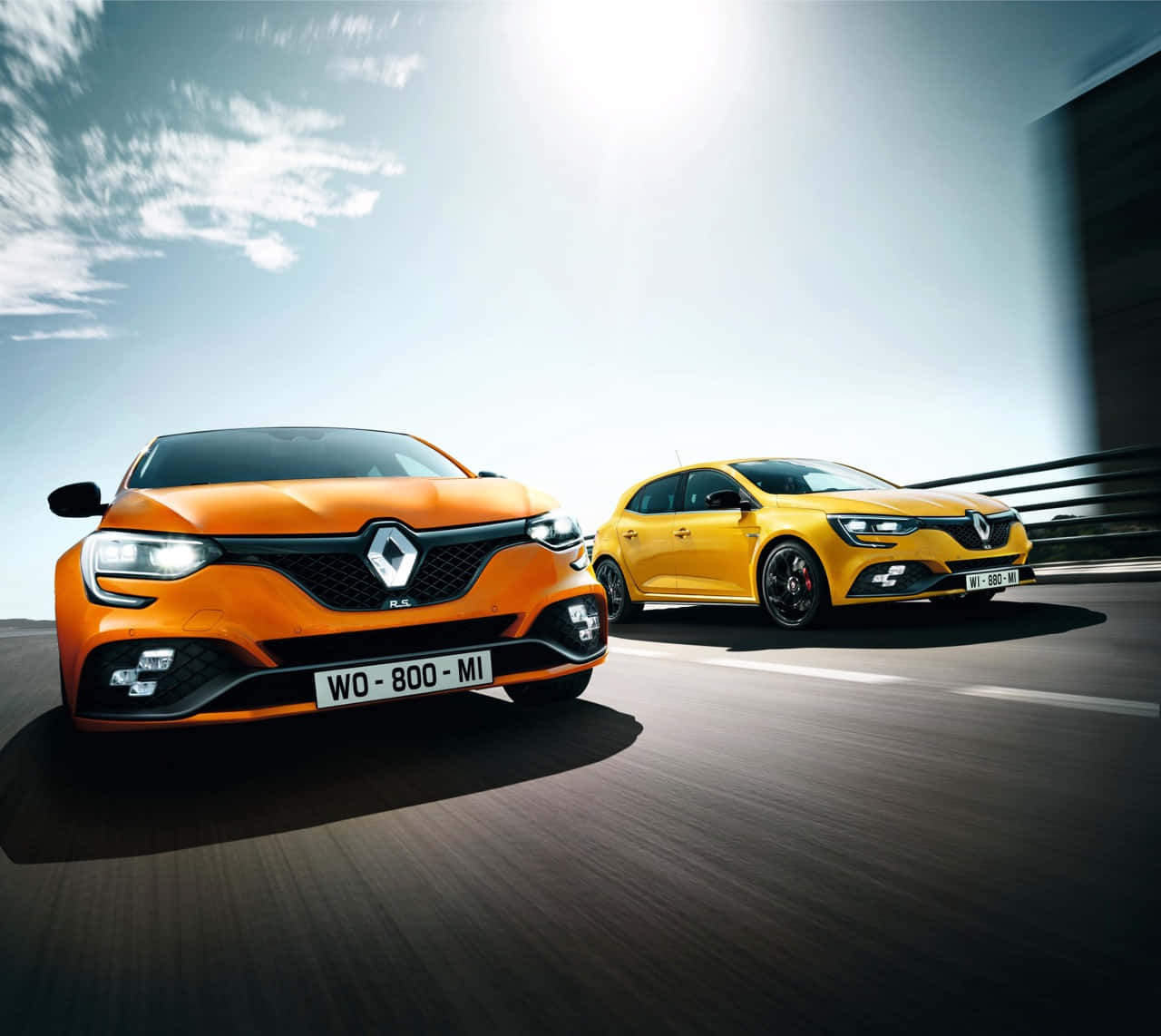 Renault Megane, vibrant orange, yellow, HD Desktop Wallpaper