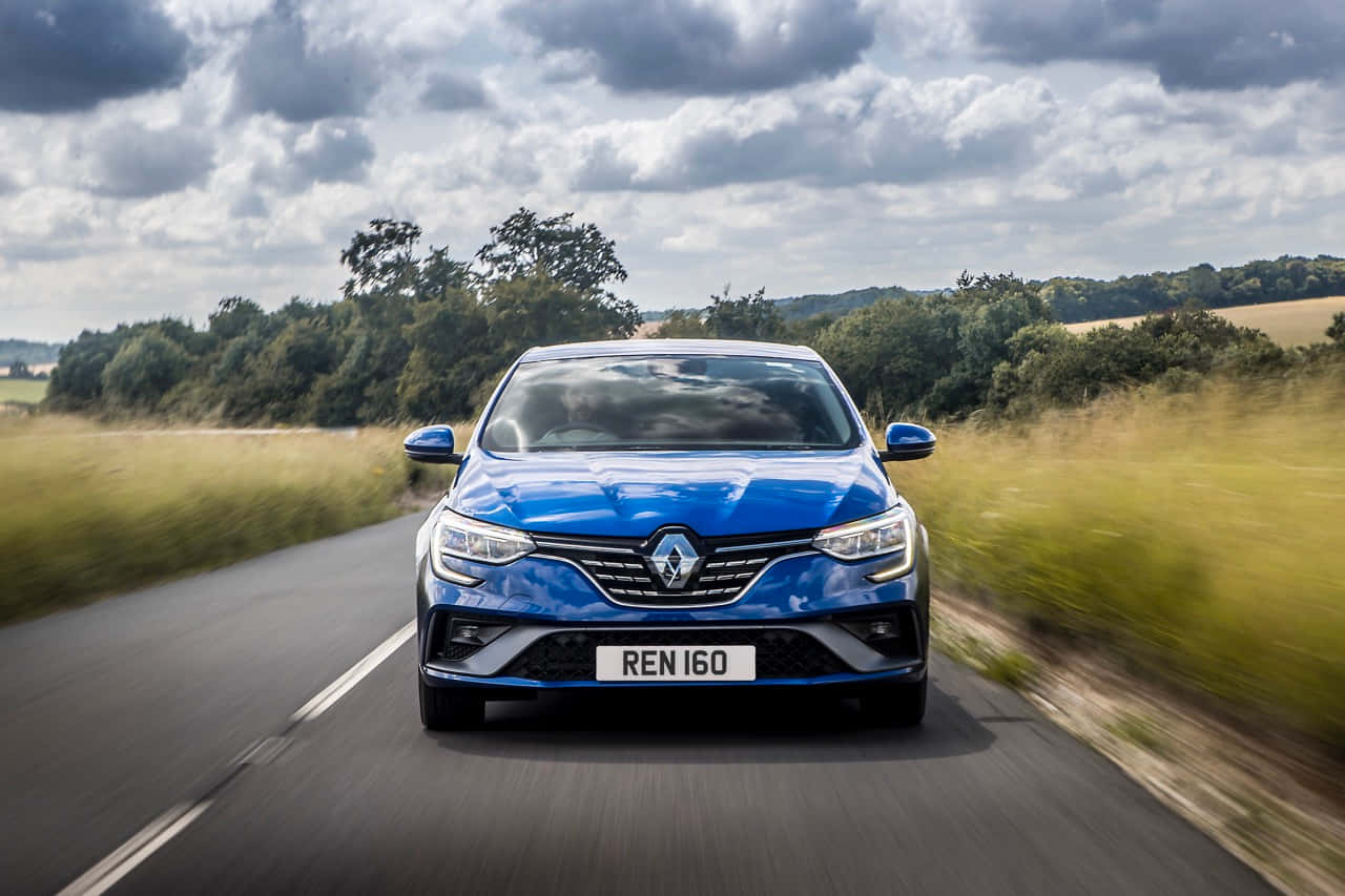 Renault Megane, vibrant blue, rural road, HD Desktop Wallpaper