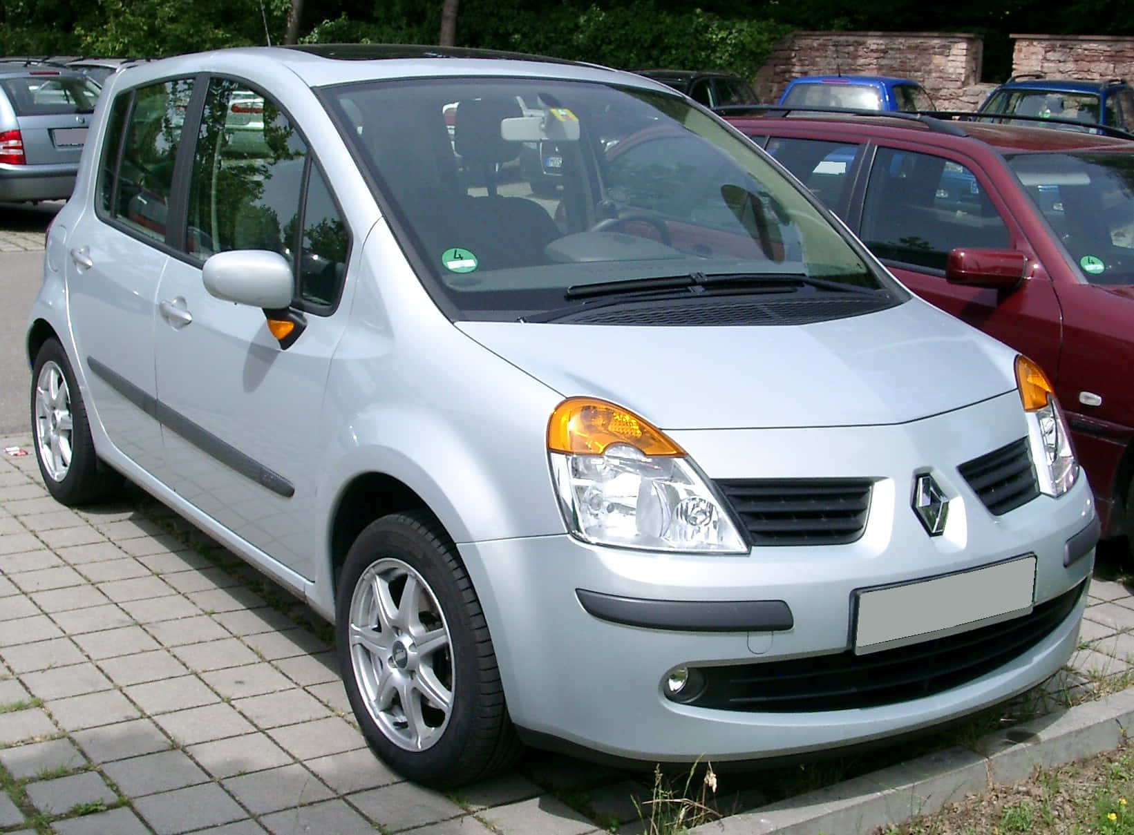 Renault Modus, silver, paved lot, HD Desktop Wallpaper