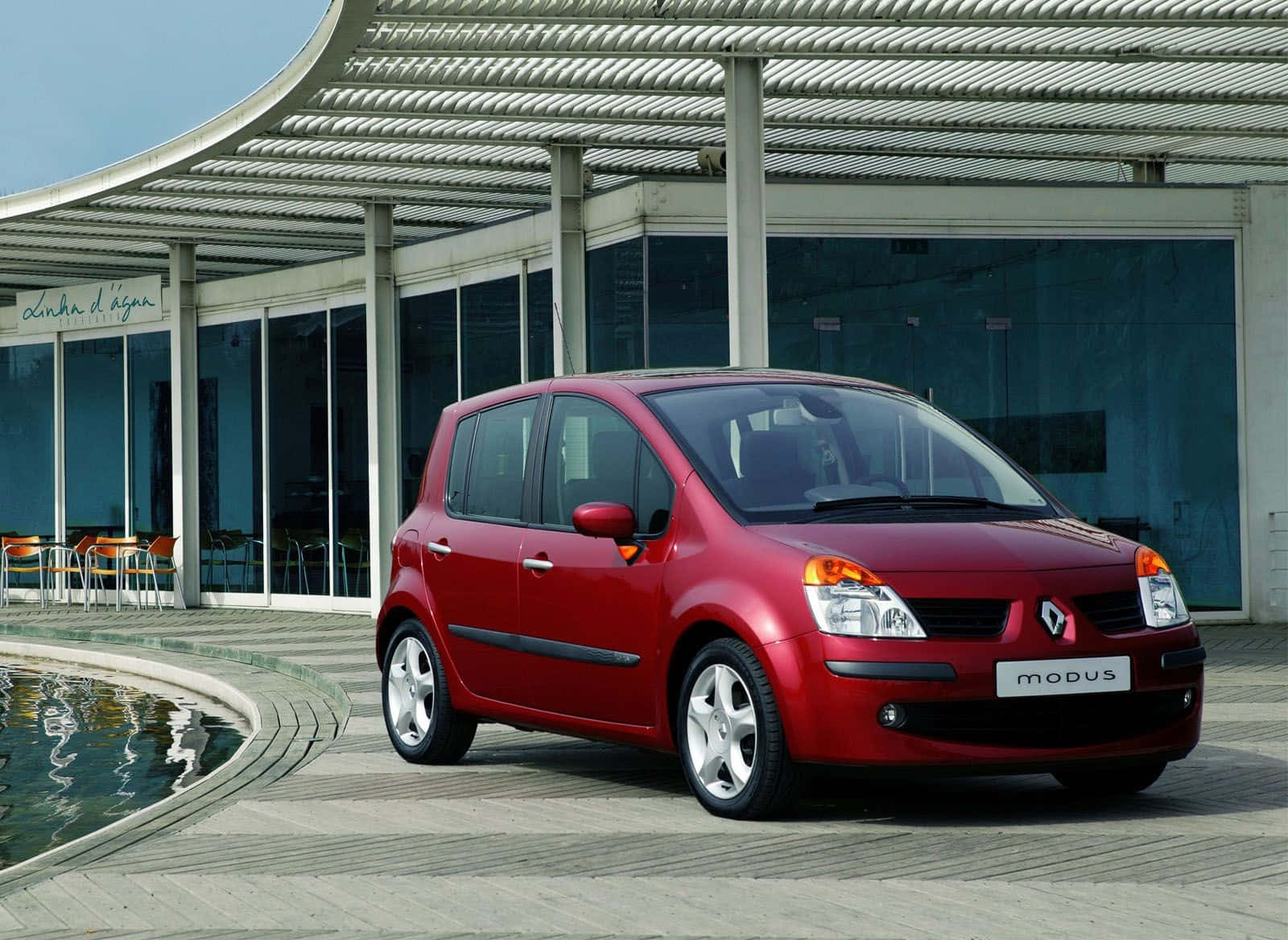Renault Modus, glossy red, modern metal canopy, HD Desktop Wallpaper