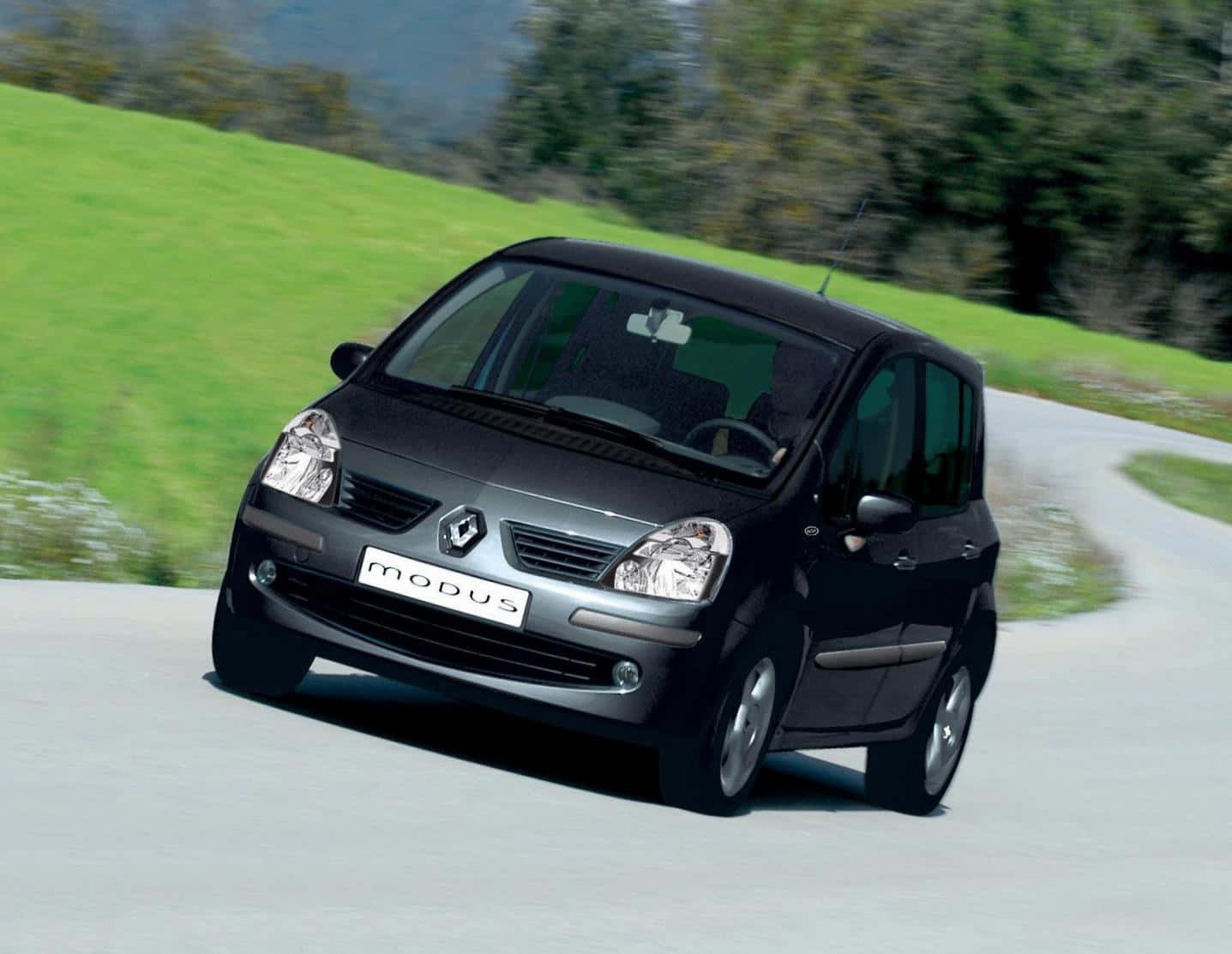 Renault Modus, black, winding road, HD Desktop Wallpaper