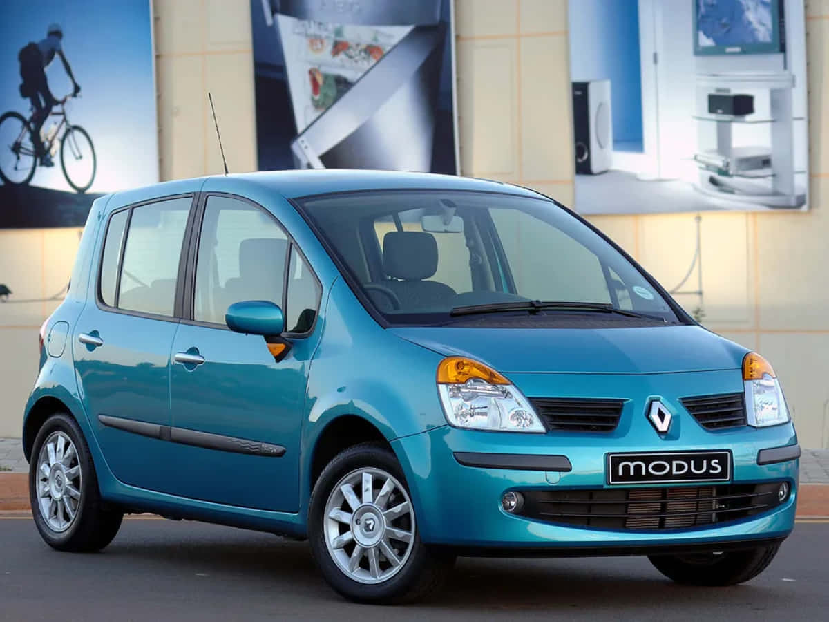 Renault Modus, turquoise, city street, SD Desktop Wallpaper