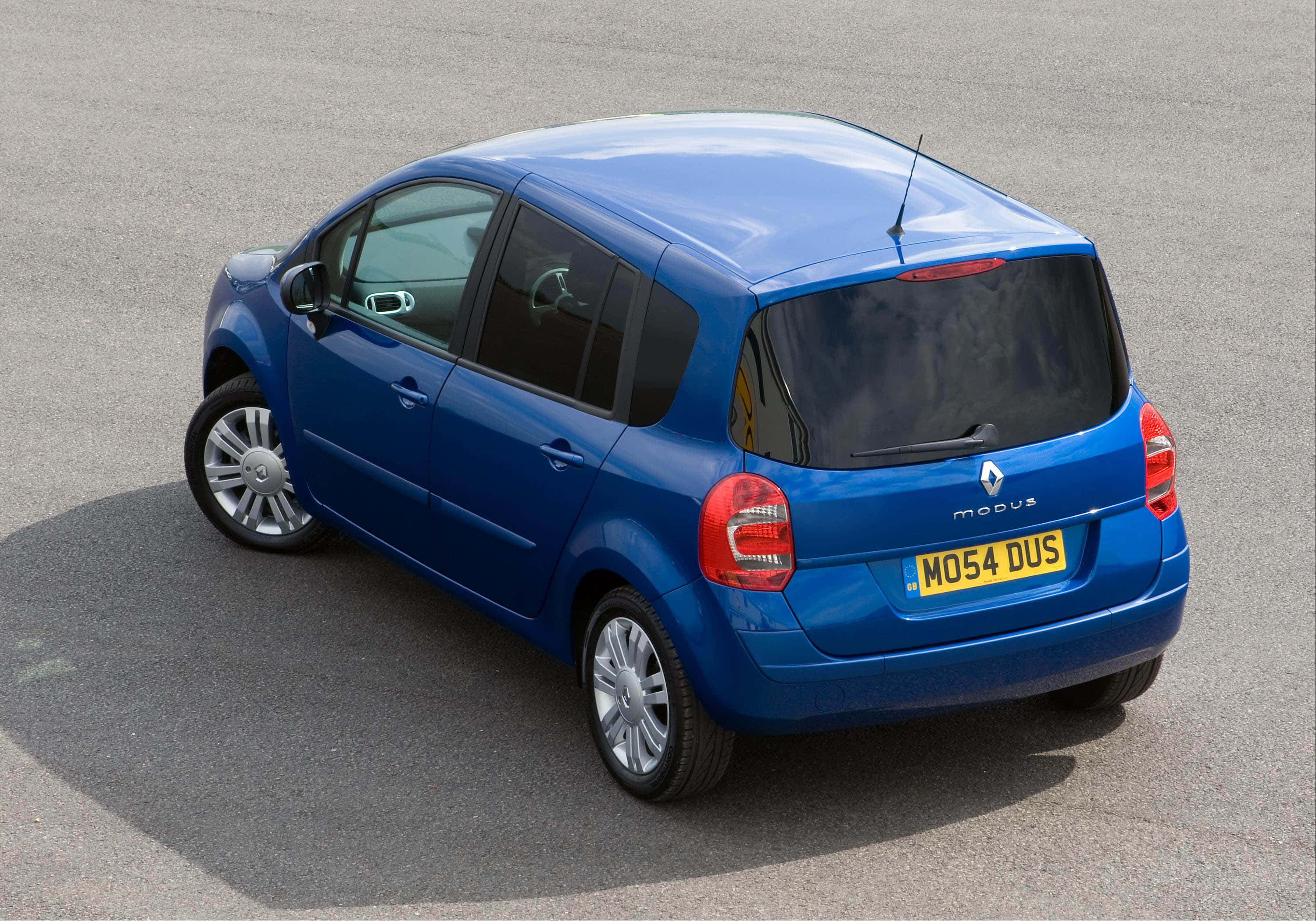 Renault Modus, vibrant blue, gray asphalt, 2K Desktop Wallpaper