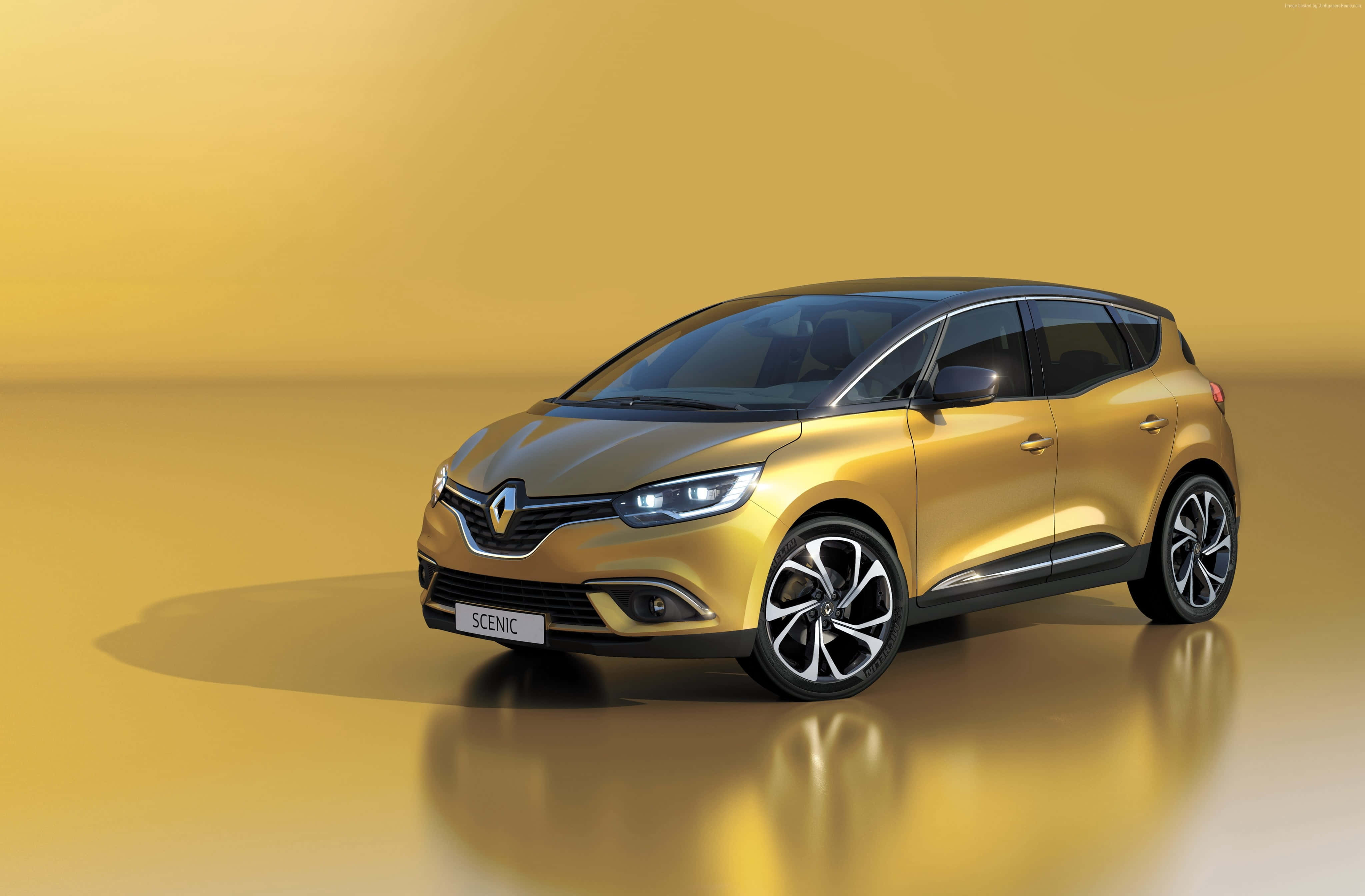 Renault Scenic, gold, minimalist studio, 4K Desktop Wallpaper