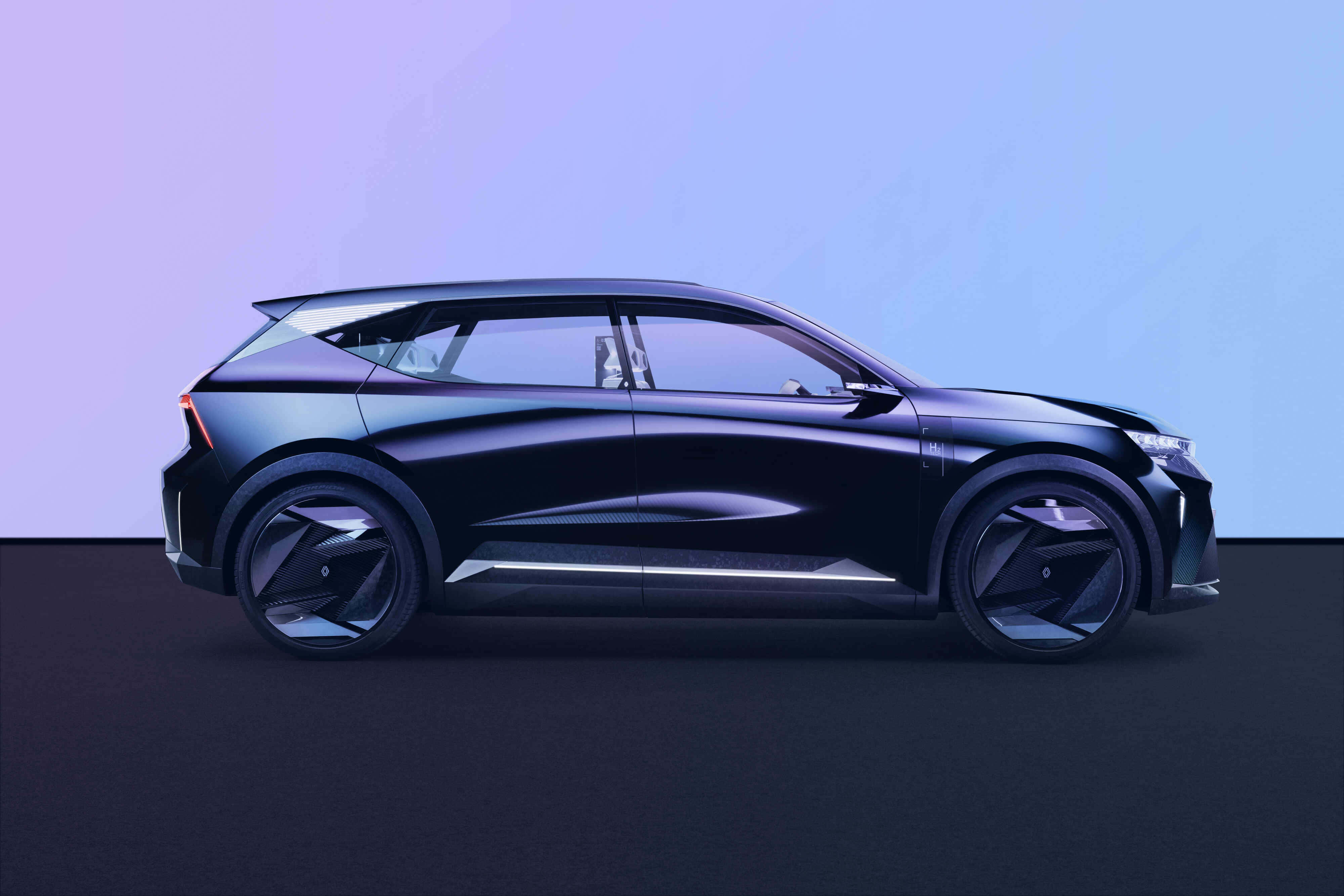 Renault Scenic, futuristic concept car, sleek black, 4K Desktop Wallpaper