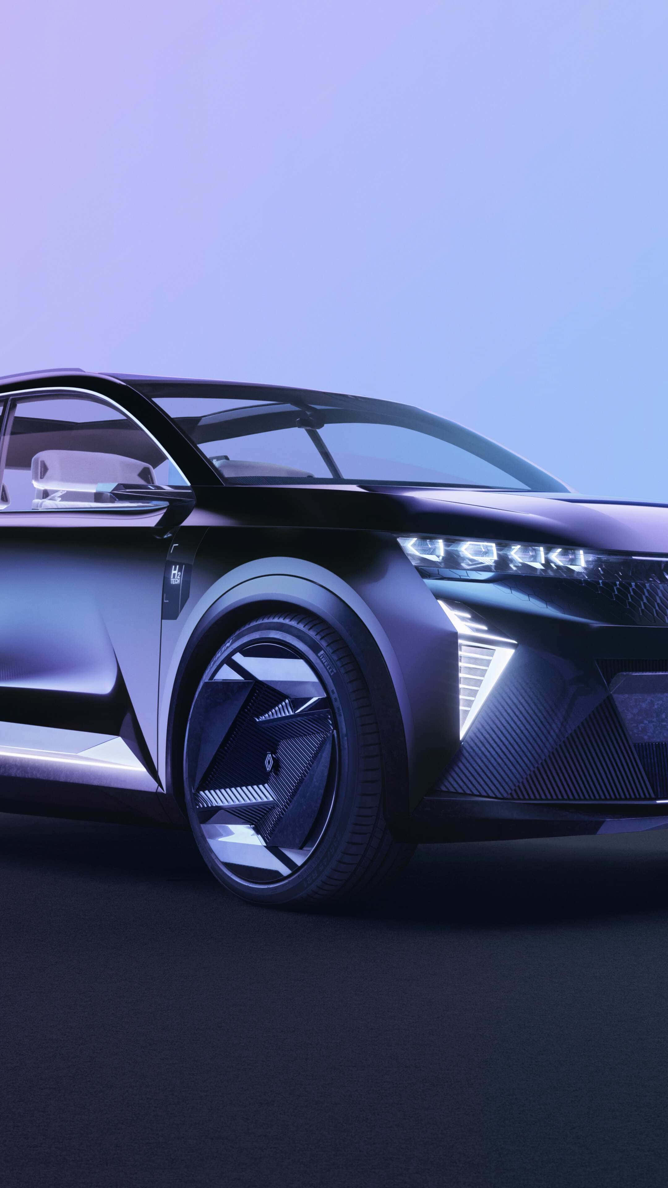 Renault Scenic, futuristic design, sleek black, 4K Phone Wallpaper