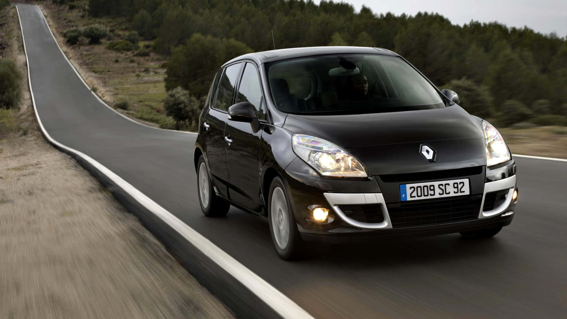 Renault Scenic, 2009 model, black, Full HD Desktop Wallpaper