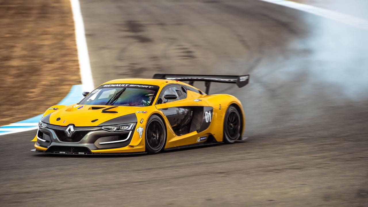Renault R.S. 01, yellow, drifts, HD Desktop Wallpaper