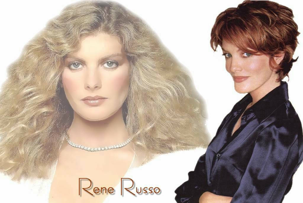 Rene Russo, voluminous blonde curls, chic short auburn bob, SD Desktop Wallpaper