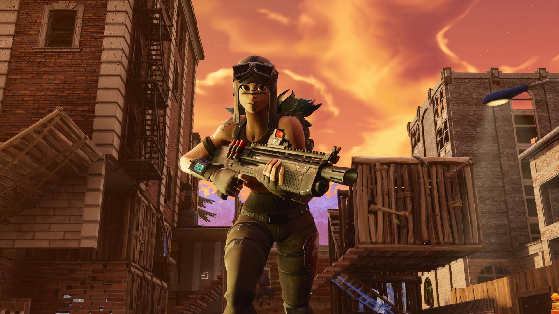 Renegade Raider, Fortnite, sunset sky, Full HD Desktop Wallpaper