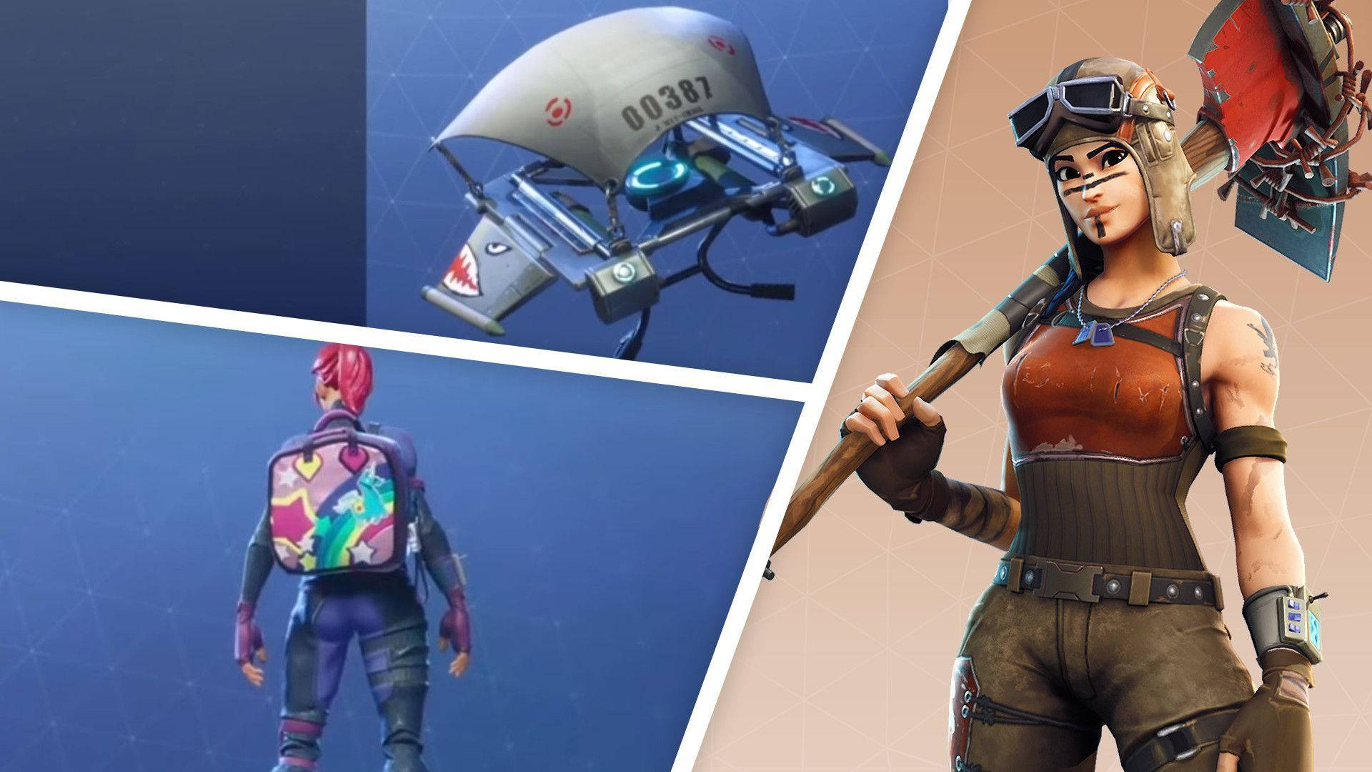 Renegade Raider Fortnite, red hair, colorful backpack, Full HD Desktop Wallpaper