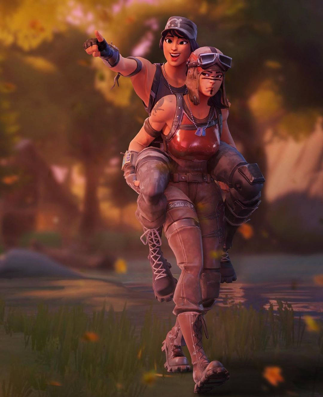 Renegade Raider Fortnite, Fortnite, autumn forest, HD Phone Wallpaper
