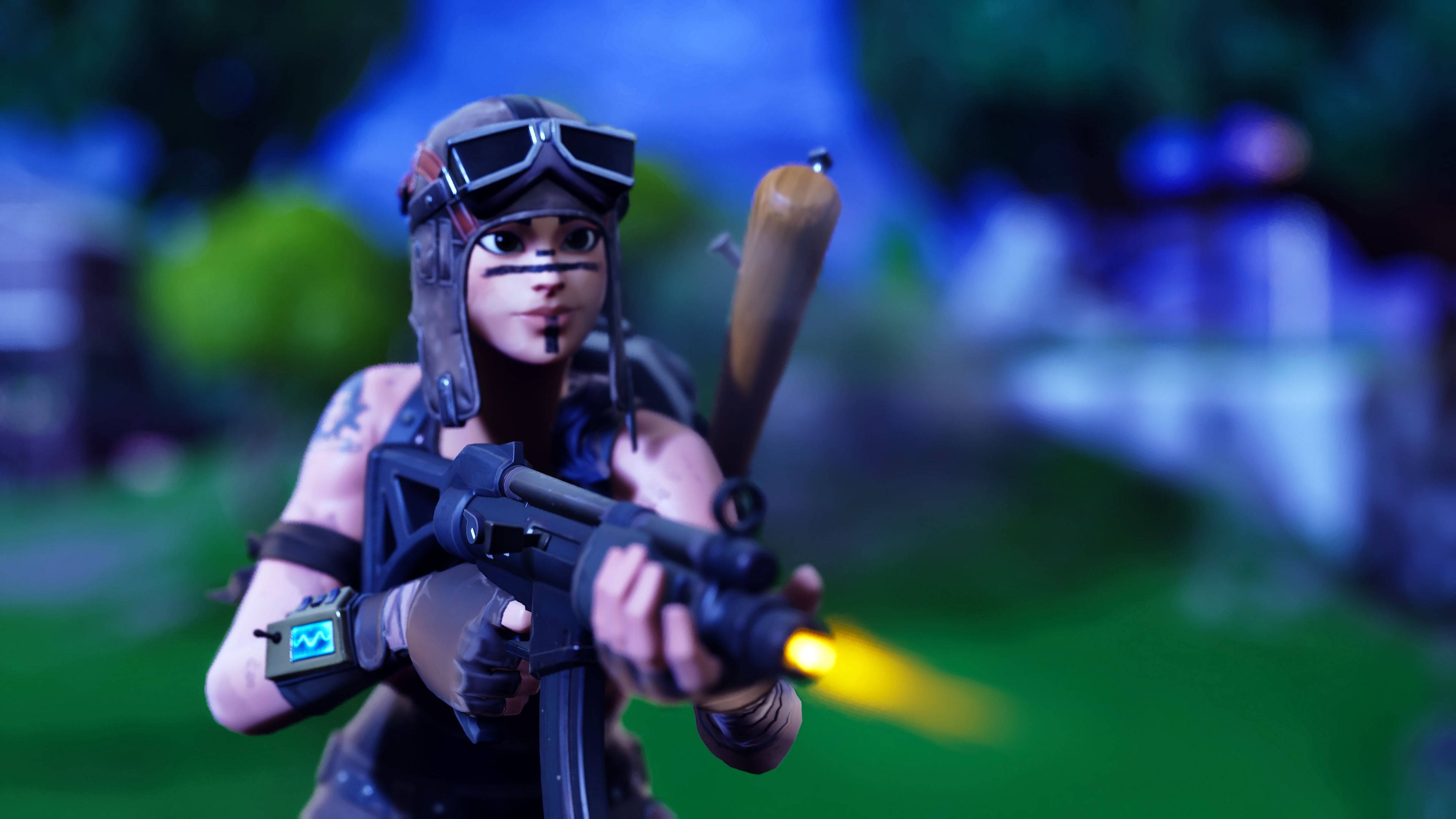 Renegade Raider Fortnite, combat gear, glowing weapon, 4K Desktop Wallpaper