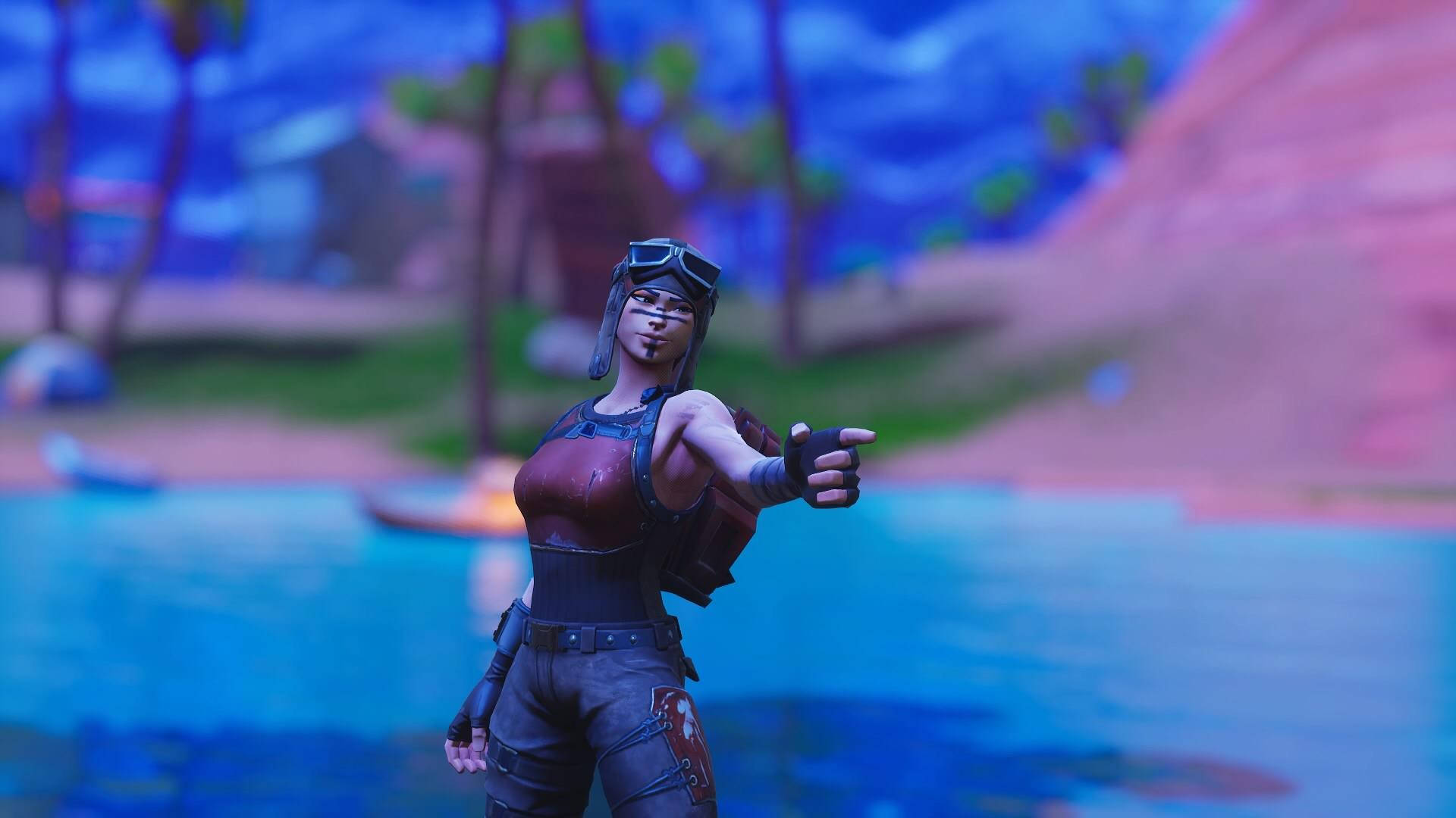 Renegade Raider, Fortnite, red and black outfit, Full HD Desktop Wallpaper