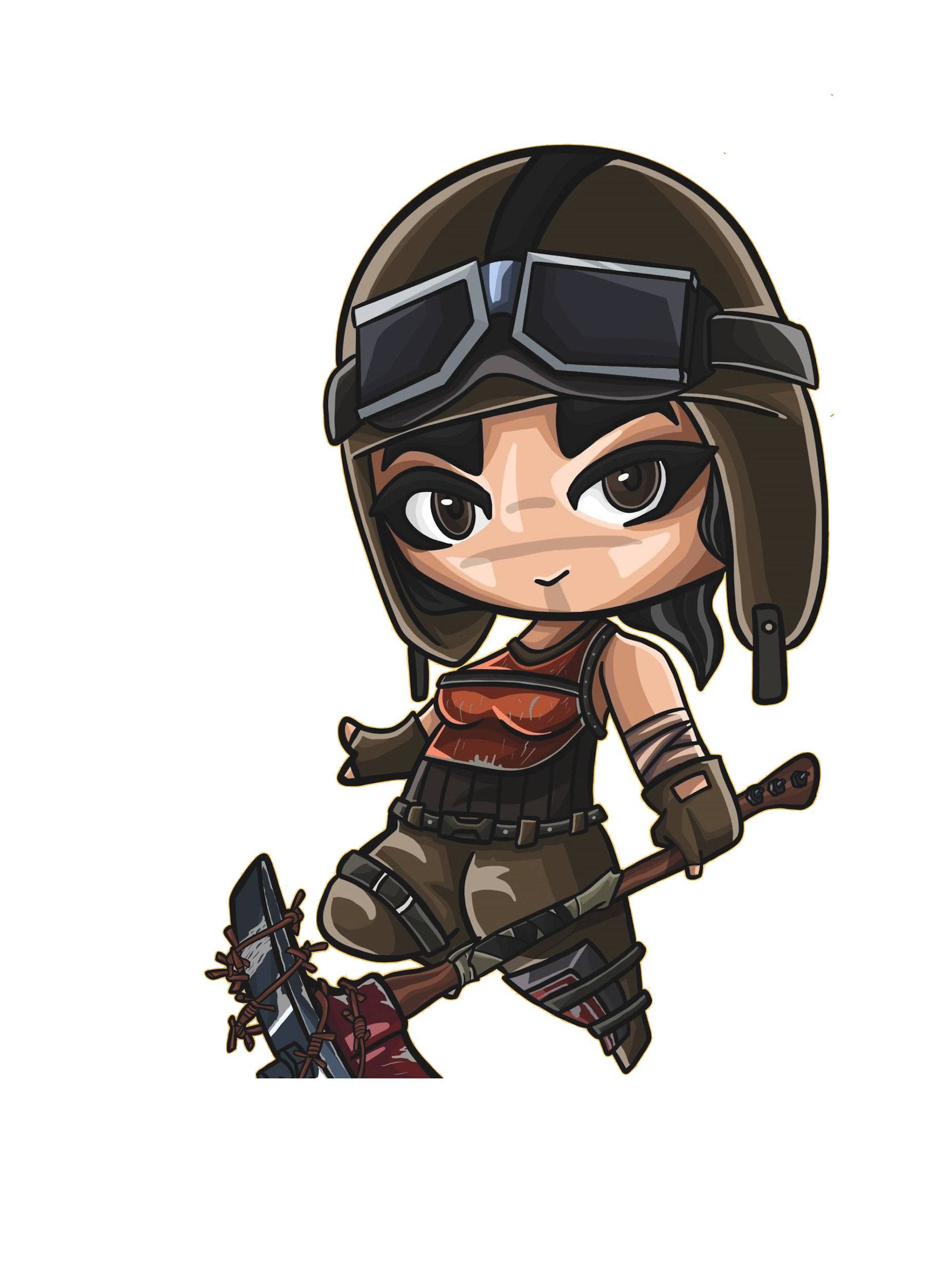 Renegade Raider Fortnite, chibi-style, warrior girl, Full HD Phone Wallpaper