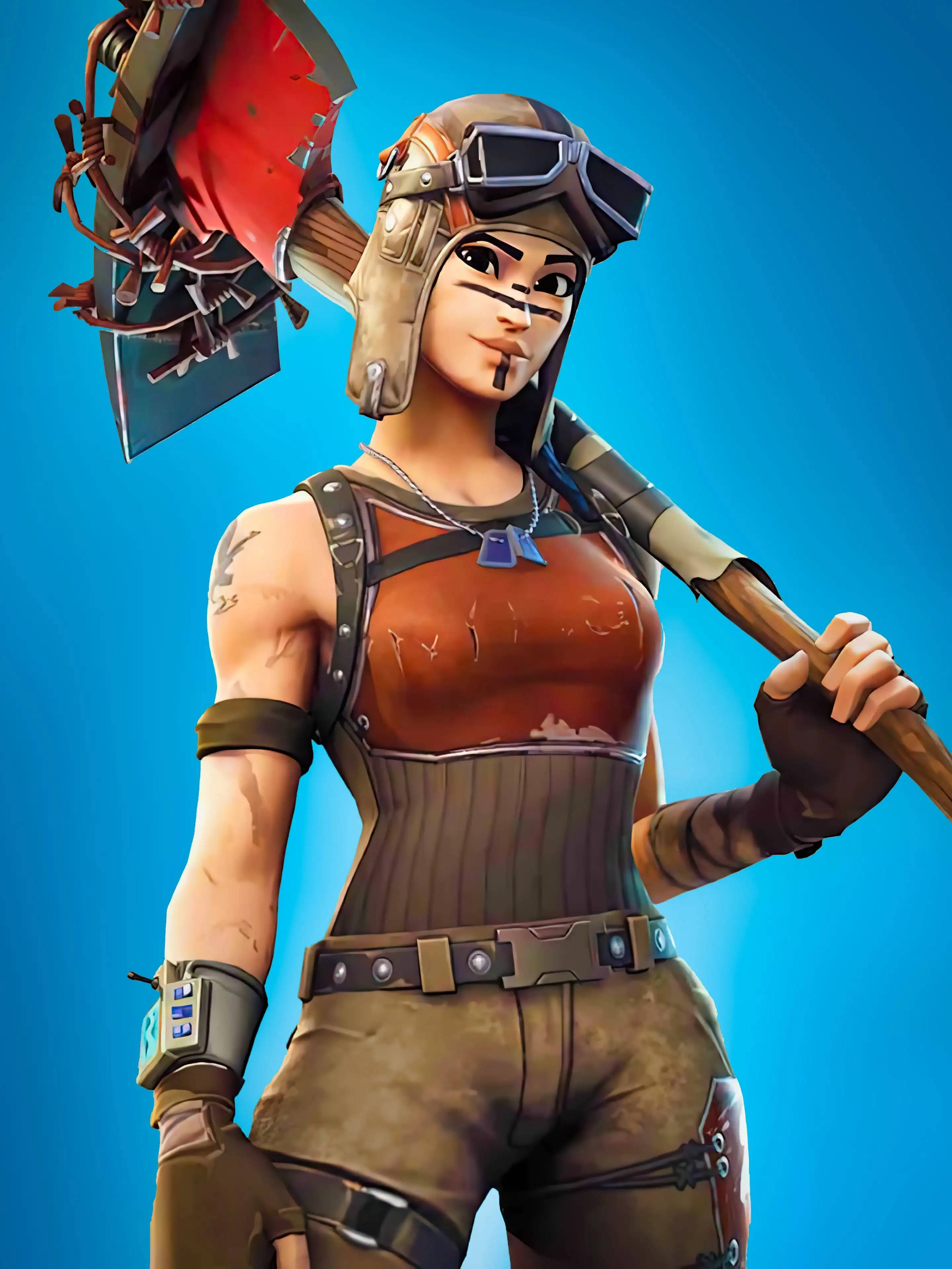 Renegade Raider Fortnite, pickaxe, steampunk gear, 4K Phone Wallpaper