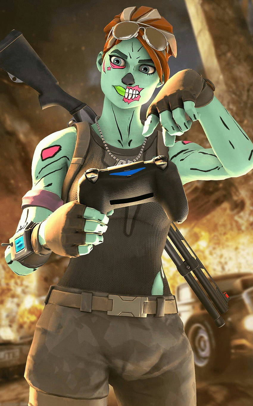 Renegade Raider, green skin, zombie woman, HD Phone Wallpaper