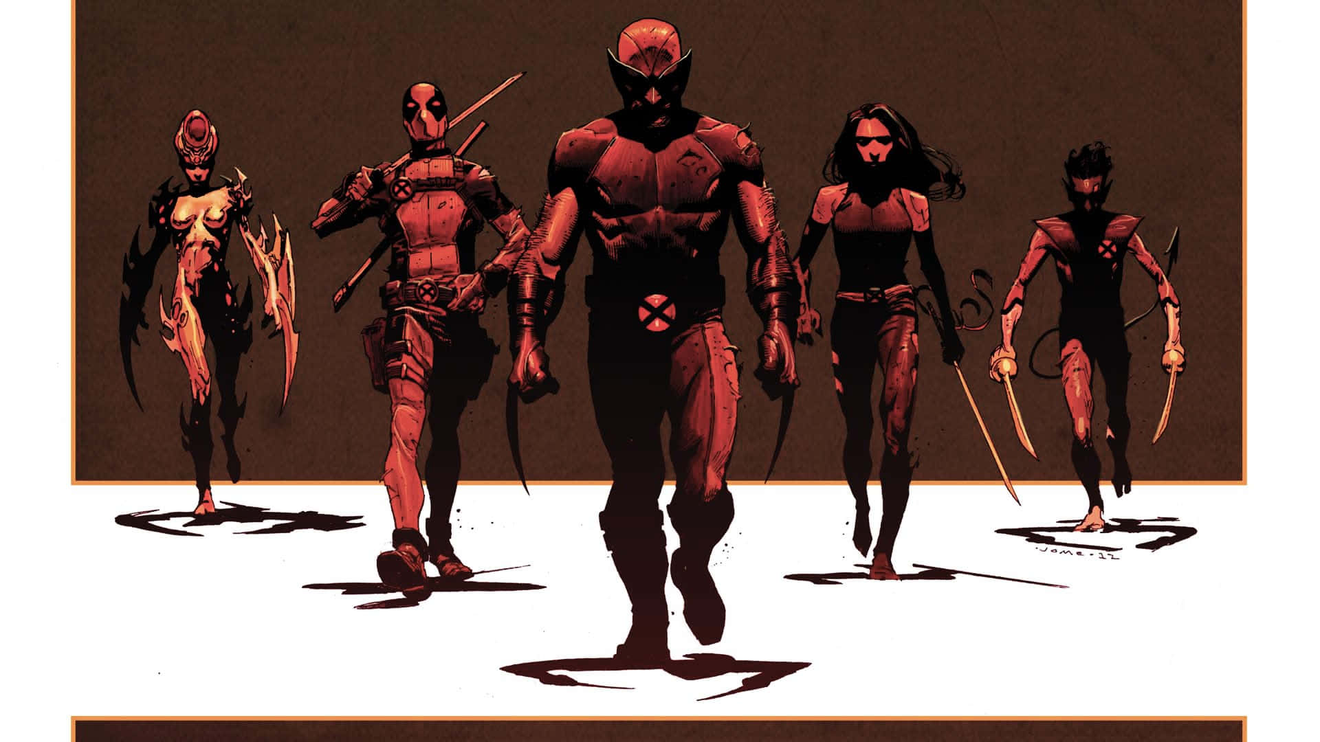 Weapon X Team, red and black gear, comic book mutants, Full HD Desktop Wallpaper