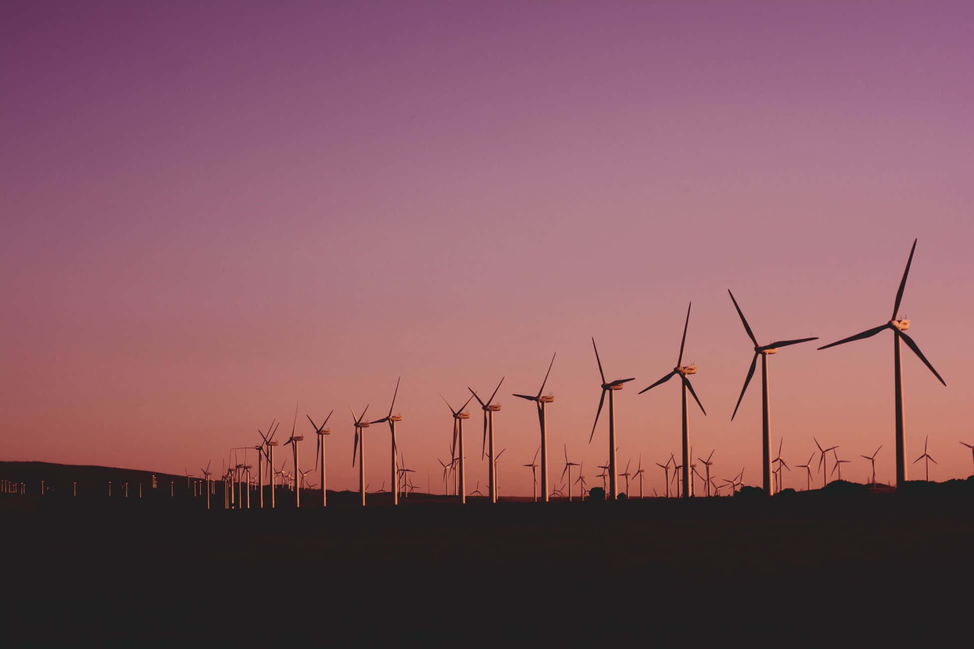 wind turbines, solar panels, twilight field, Full HD Desktop Wallpaper