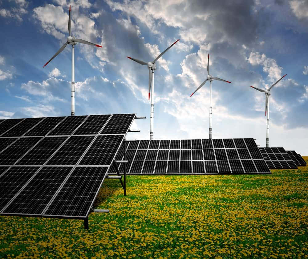 renewable energy, solar panels, wind turbines, SD Desktop Wallpaper