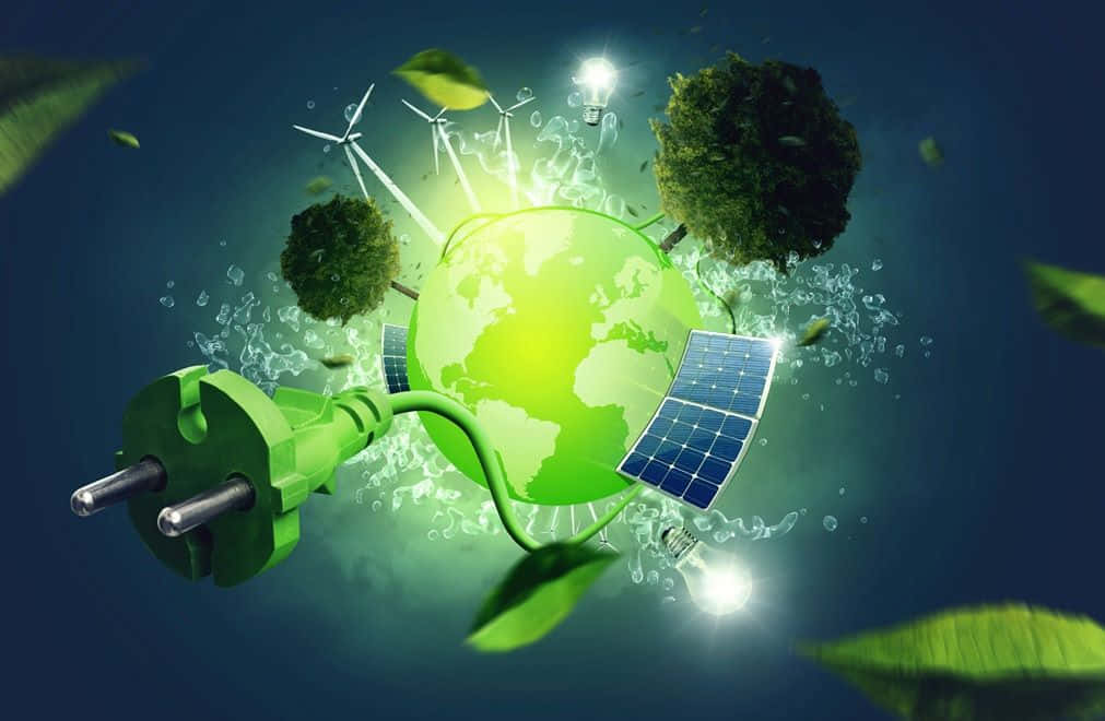 Renewable Energy, glowing green Earth, socket, SD Desktop Wallpaper