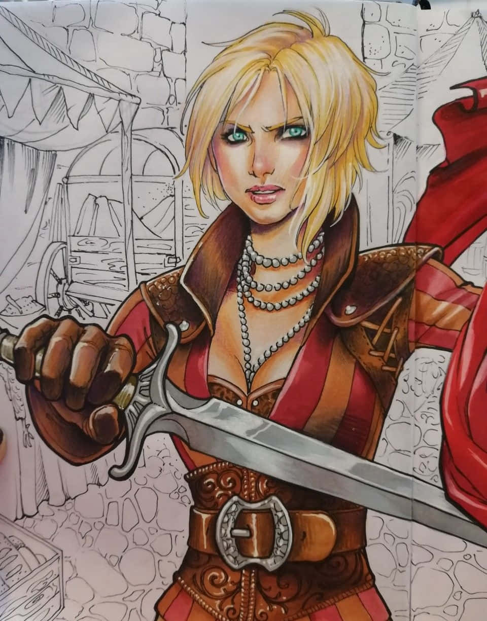 Renfri, warrior woman, blonde, SD Phone Wallpaper