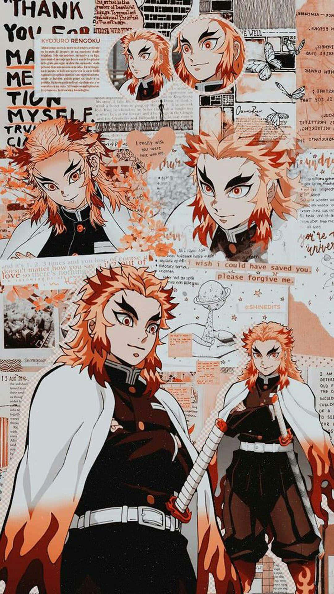 Rengoku, fiery orange hair, sword, Full HD Phone Wallpaper
