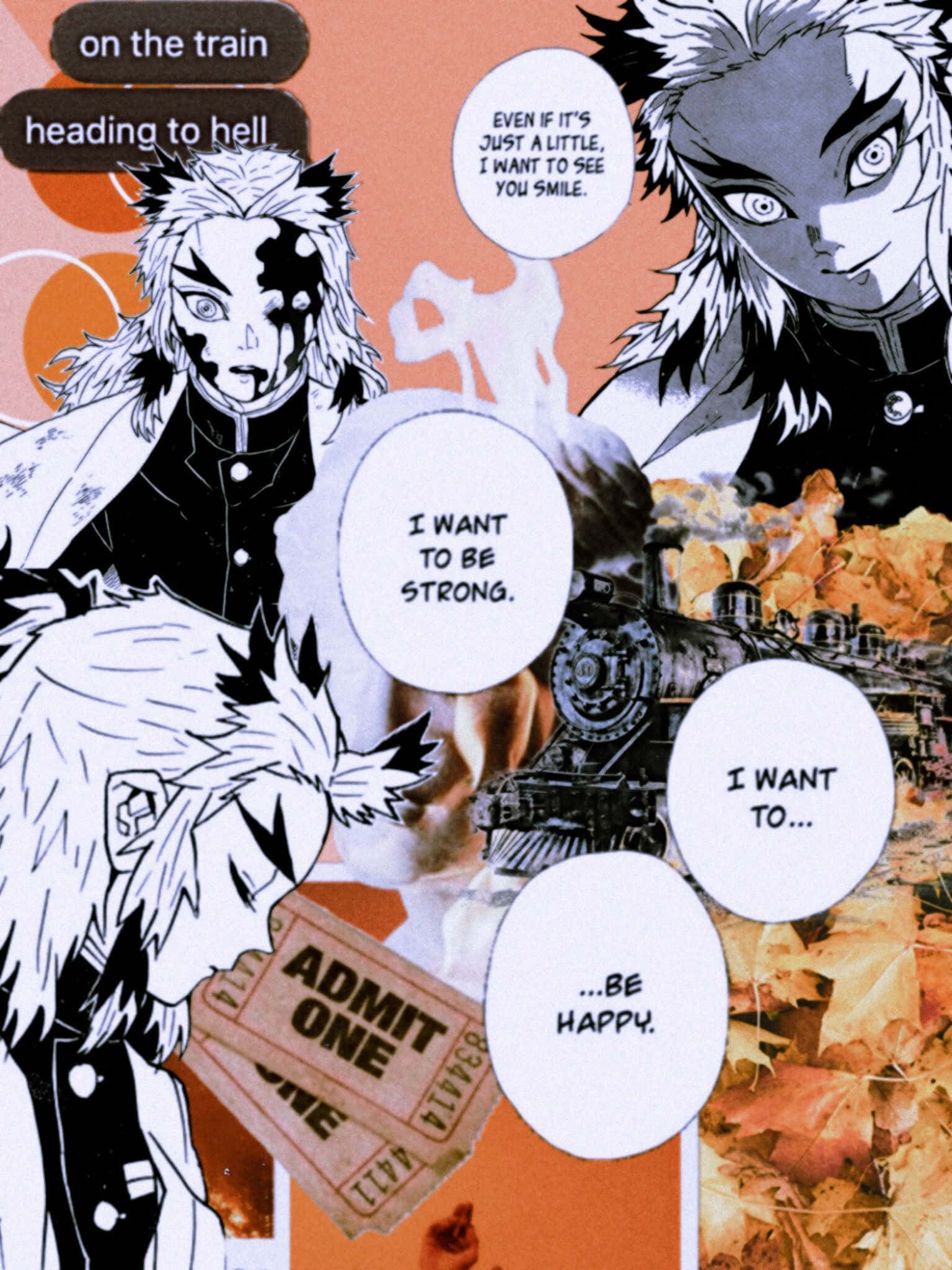 Rengoku Aesthetic, white hair, black markings, Full HD Phone Wallpaper