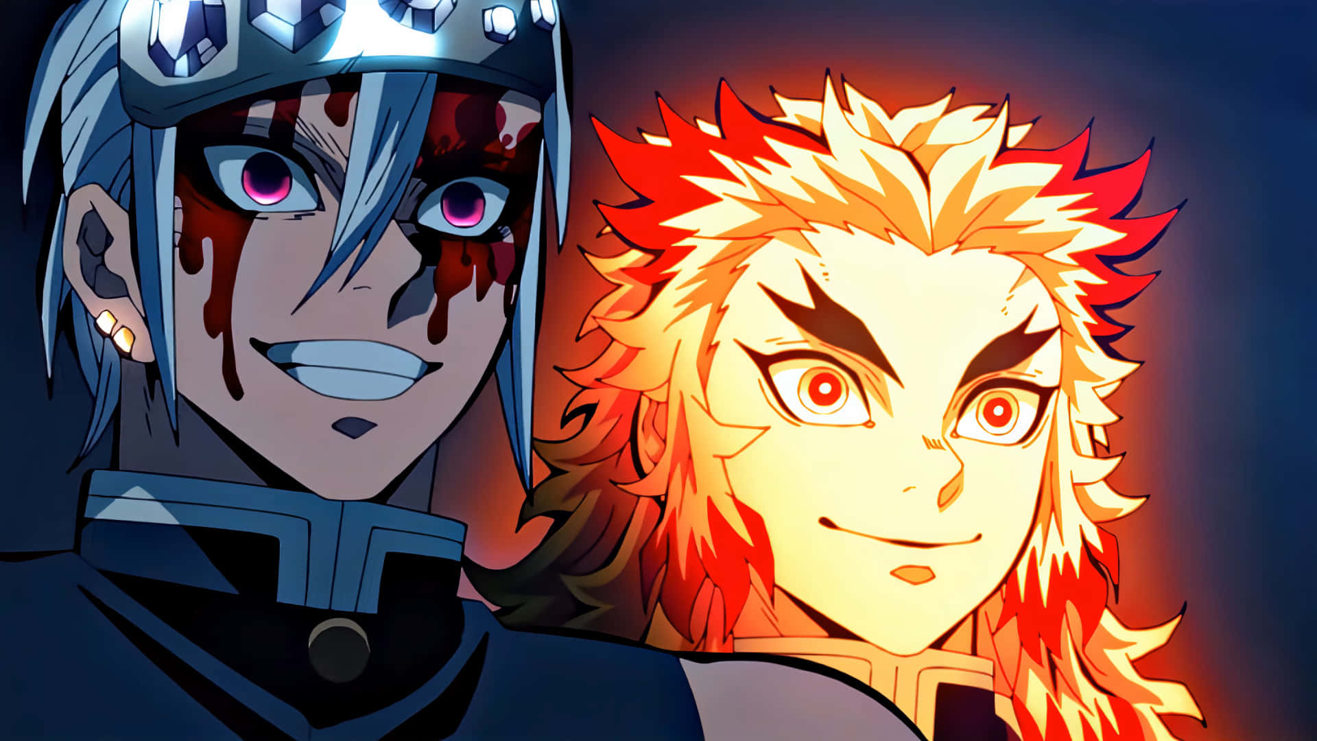 Rengoku, Tengen, blue hair, Full HD Desktop Wallpaper