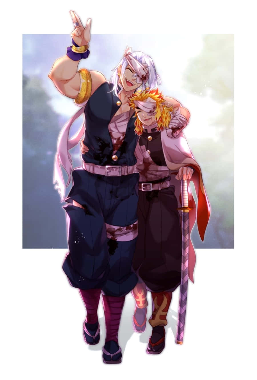 Rengoku, Tengen, silver hair, HD Phone Wallpaper