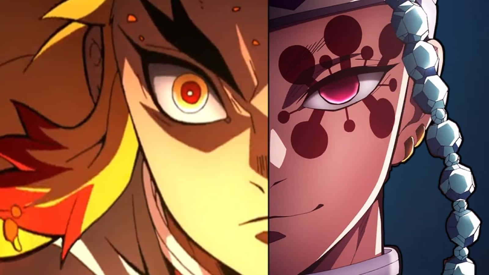 Rengoku, Tengen, fiery orange eye, HD Desktop Wallpaper